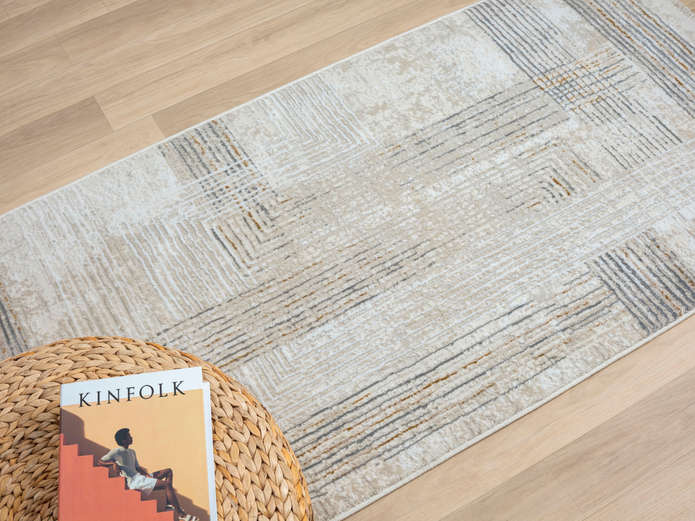 Myflair Möbel & Accessoires Teppich »My Way« rechteckig 10 mm Höhe Kurzflor, Retro-Design, besonders weich durch Microfaser, mit Fransen