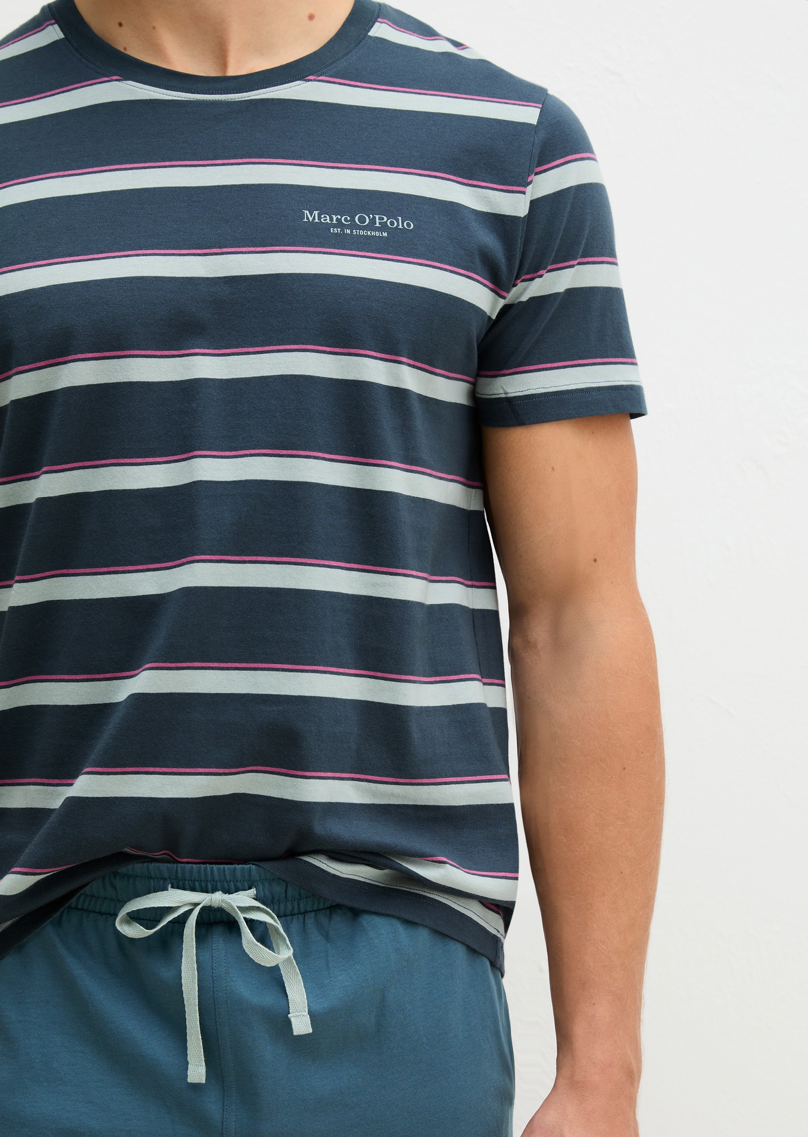 Marc O'Polo Shorty »Mix N Match Cotton« 2 tlg. mit Rundhalsausschnitt, kurzem Arm und gestreiftem Oberteil