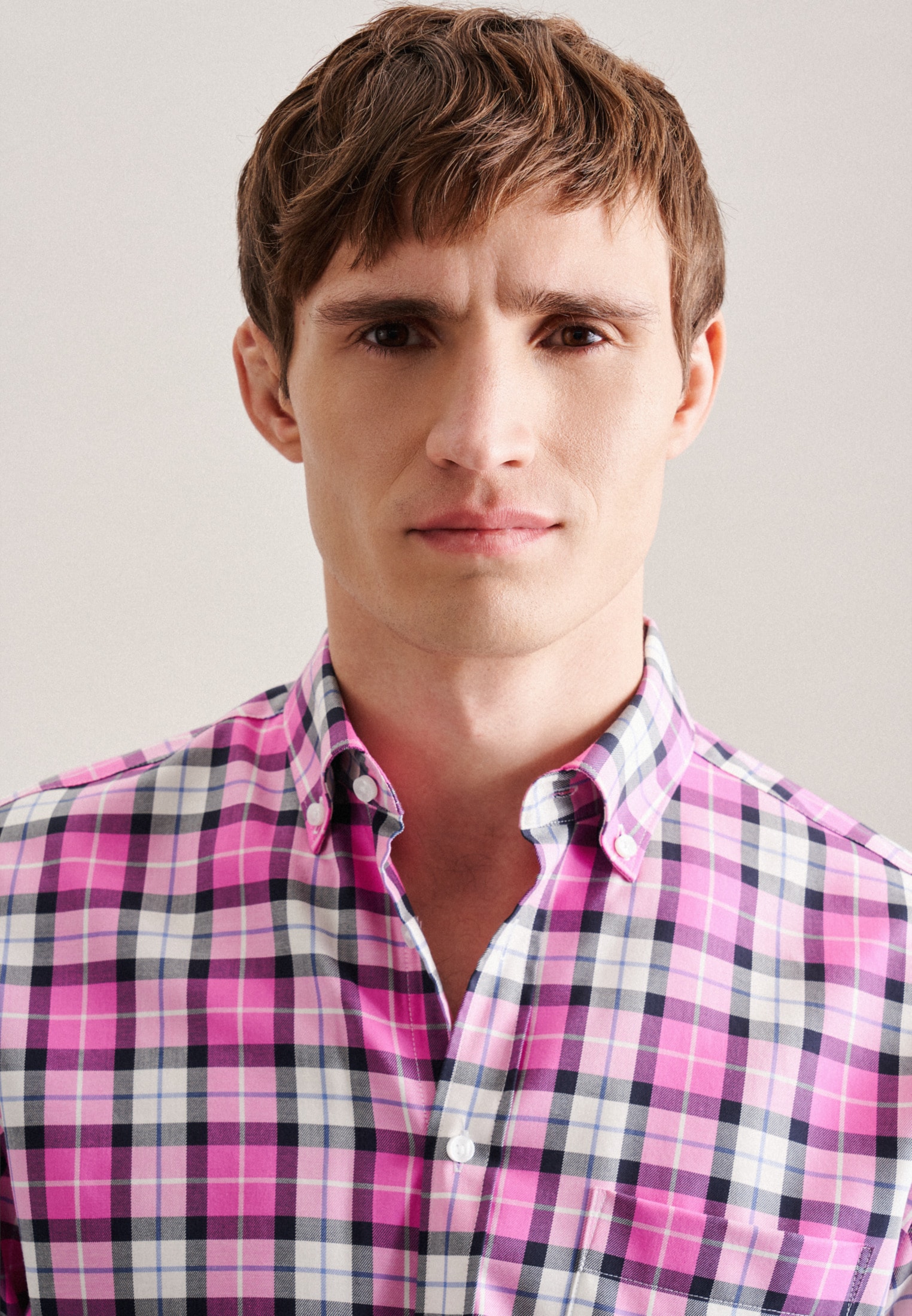 seidensticker Businesshemd »Regular«, Regular Kurzarm Button-Down-Kragen Karo