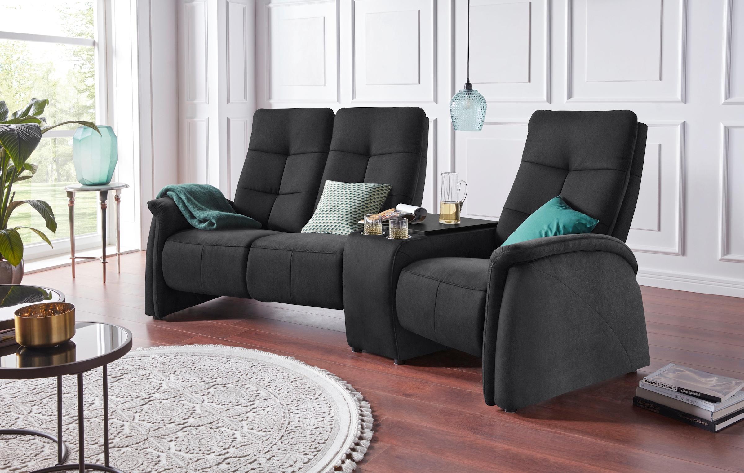 exxpo - sofa fashion 3-Sitzer »Tivoli, Kinosofa mit Relaxfunktion, mit Ablagetisch und Stauraum«, bequem und komfortabel, hohe Rückenlehne