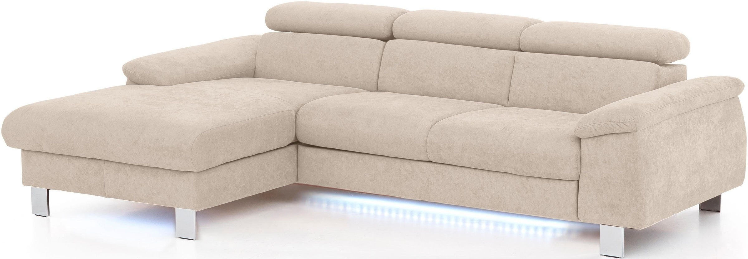 COTTA Polstergarnitur »Komaris L-Form«, (Set), Set bestehend aus: Ecksofa mit Kopfteilverstellung & Hocker