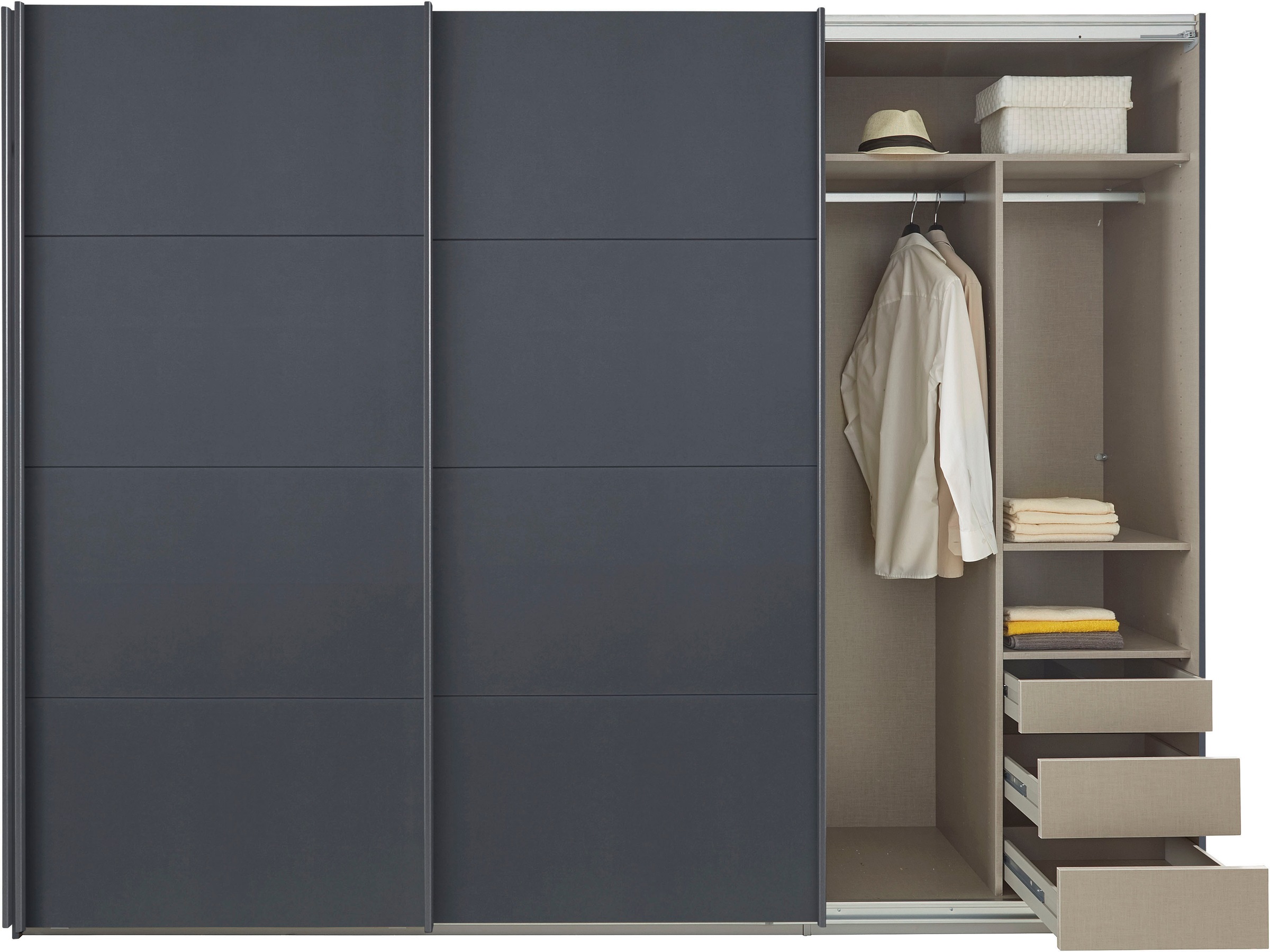 rauch Schwebetürenschrank »Kleiderschrank Schrank Garderobe TOPSELLER OTELI inkl. Inneneinteilung«, mit 3 Innenschubladen sowie zusätzlichen Einlegeböden MADE IN GERMANY