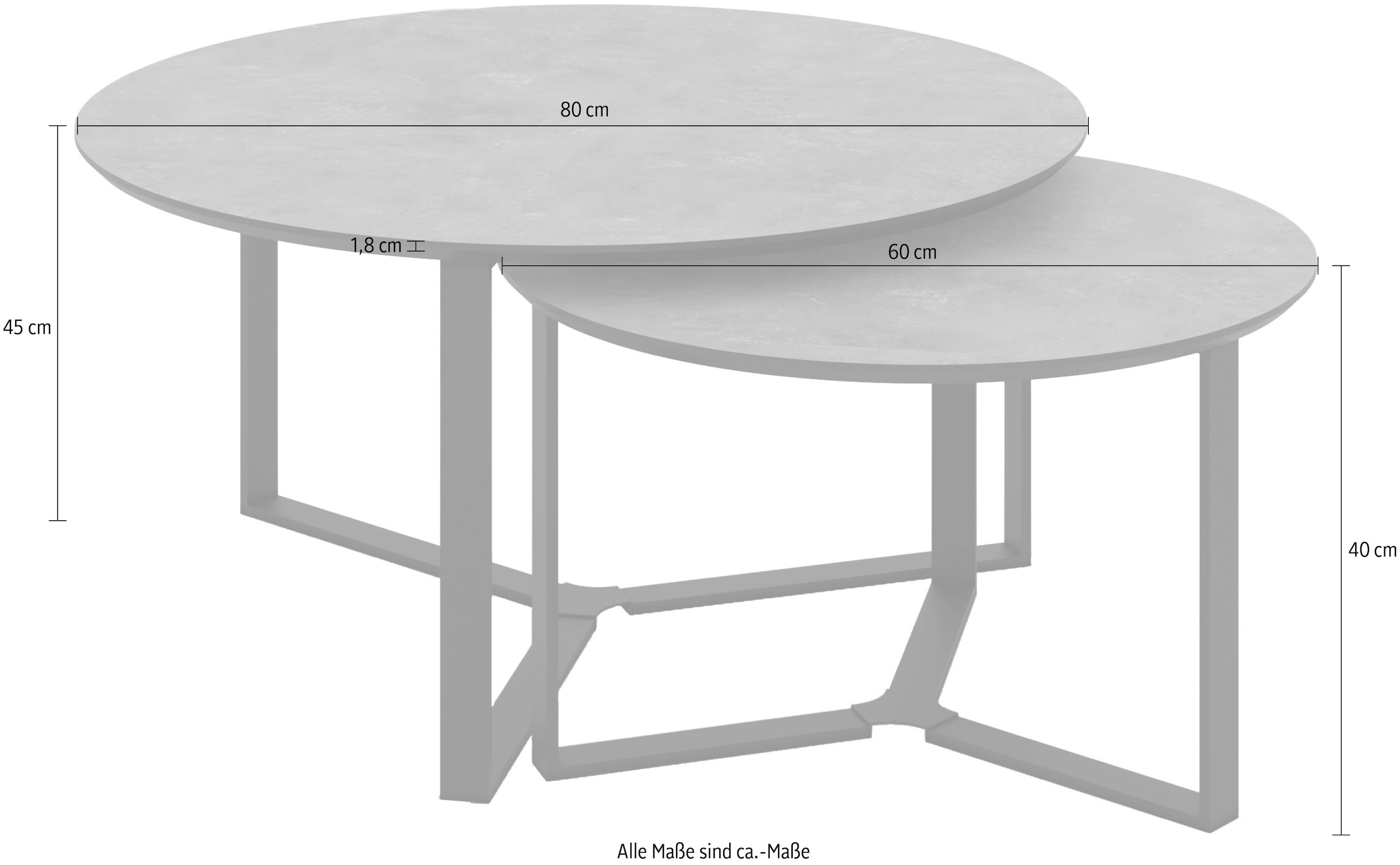 HELA Couchtisch »MASSA« Set, 2 Stk. tlg. 2er Set, Gestell rechteckig, Melamin mit Schweizer Kante