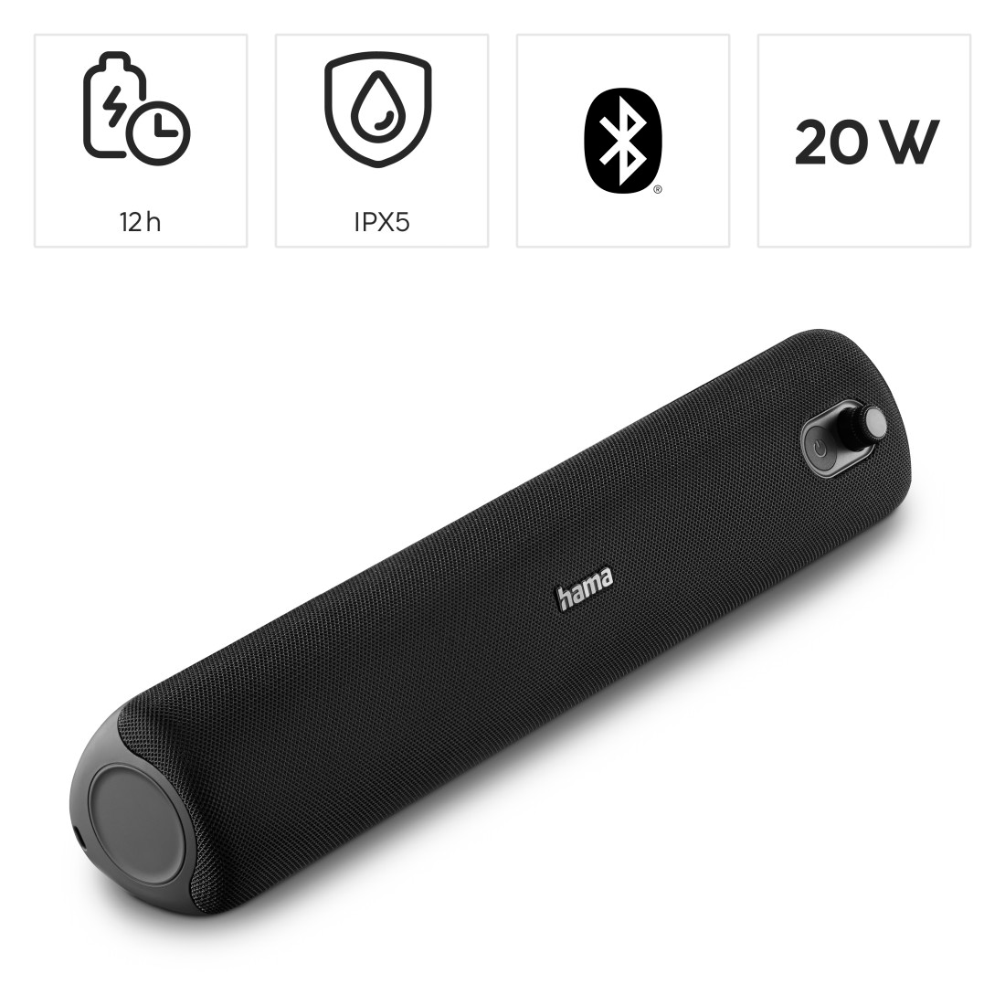 Hama Bluetooth-Lautsprecher »Bluetooth Lautsprecher (wasserdicht IPX5, mit  Bass, 20W, 12h Laufzeit)«, Stereo Soundbar mit Standfuß jetzt kaufen bei  OTTO