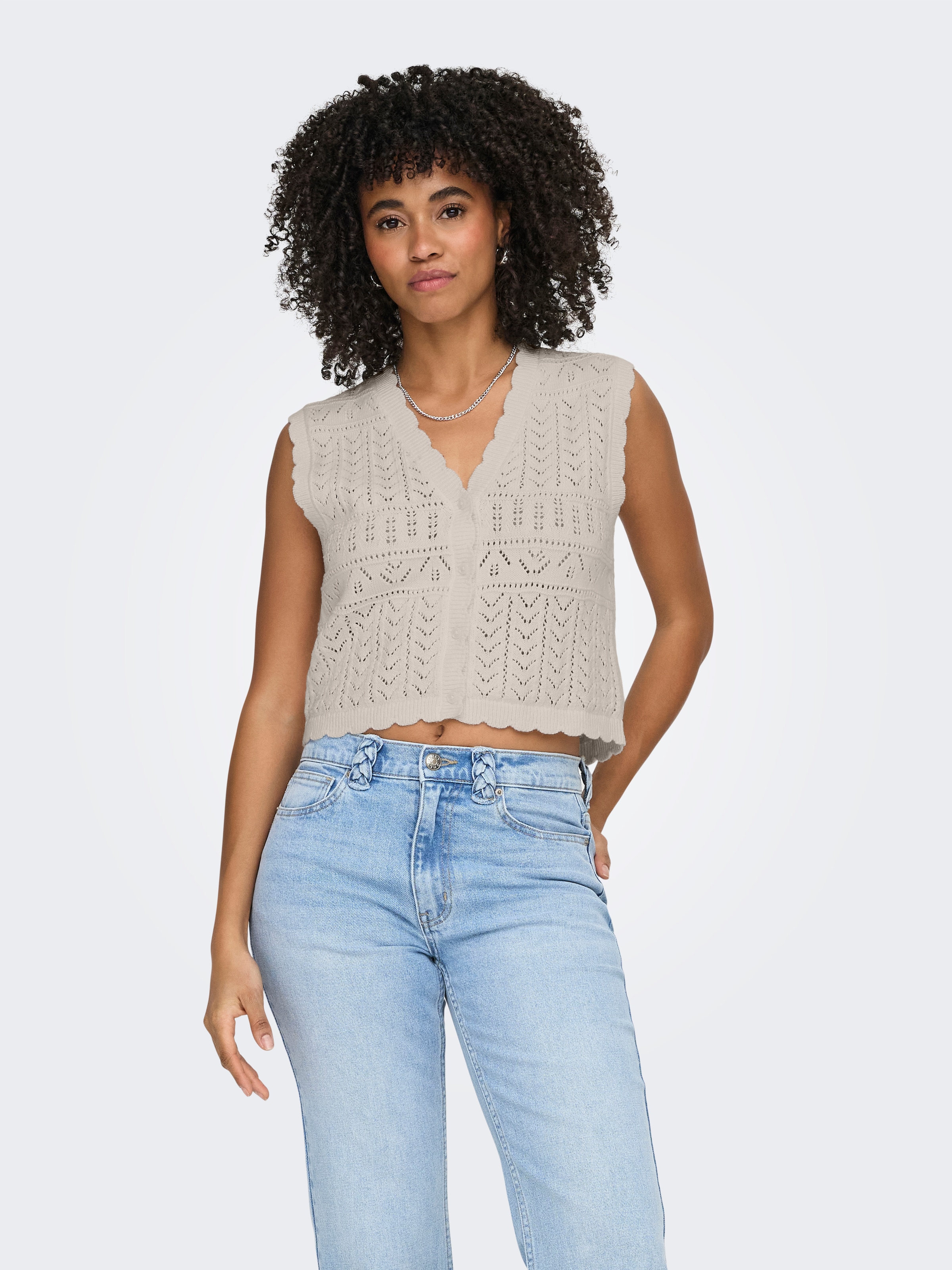 ONLY Strickjacke »ONLIRINA V-NECK BUTTON VEST KNT NOOS« Baumwollmischung