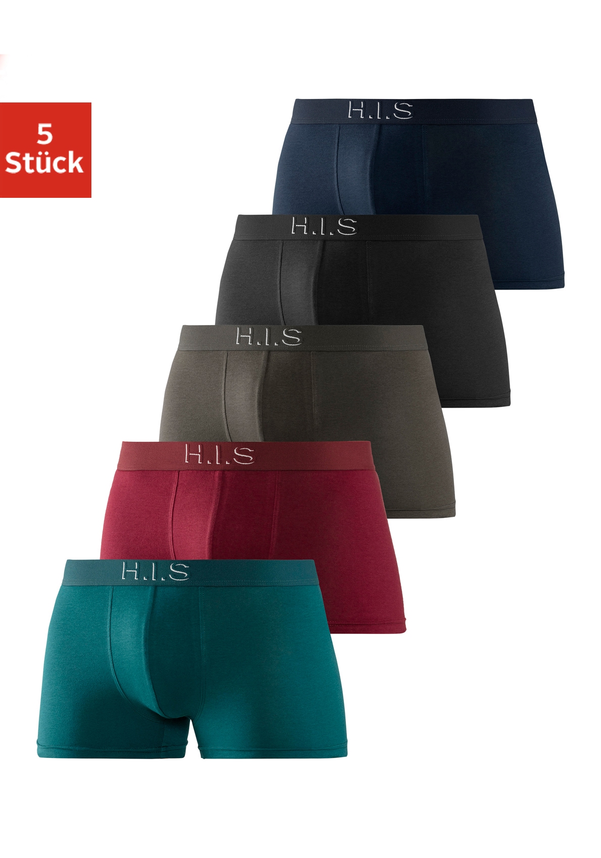 H.I.S Boxer, (Packung, 5 St.), Logo Webbund mit 3D Effekt