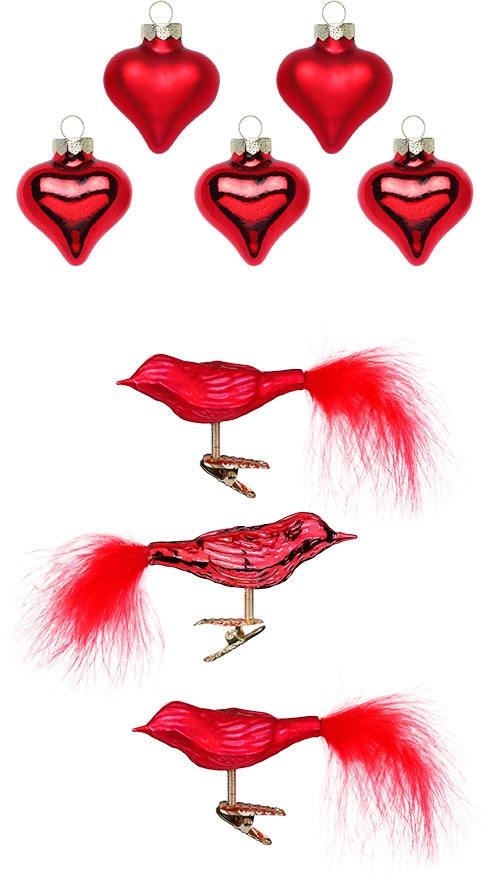 (Set, 8 Herz bei aus und tlg.), Weihnachtsdeko, Rot, Weihnachtsbaumschmuck Echtglas OTTO Christbaumschmuck Inge »Glasornament Vogel«, by MAGIC kaufen