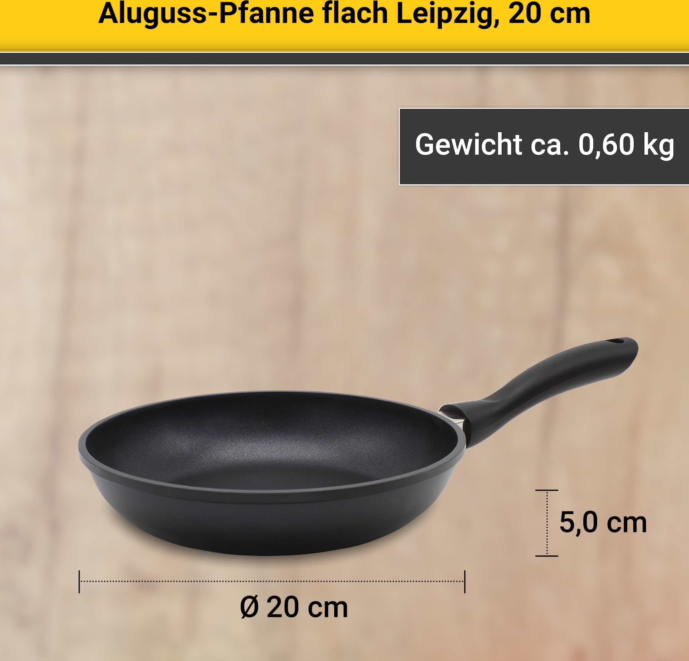 Krüger Bratpfanne »Aluguss Pfanne flach LEIPZIG«, Aluminiumguss, (1 tlg.), hochwertige Antihaft-Versiegelung