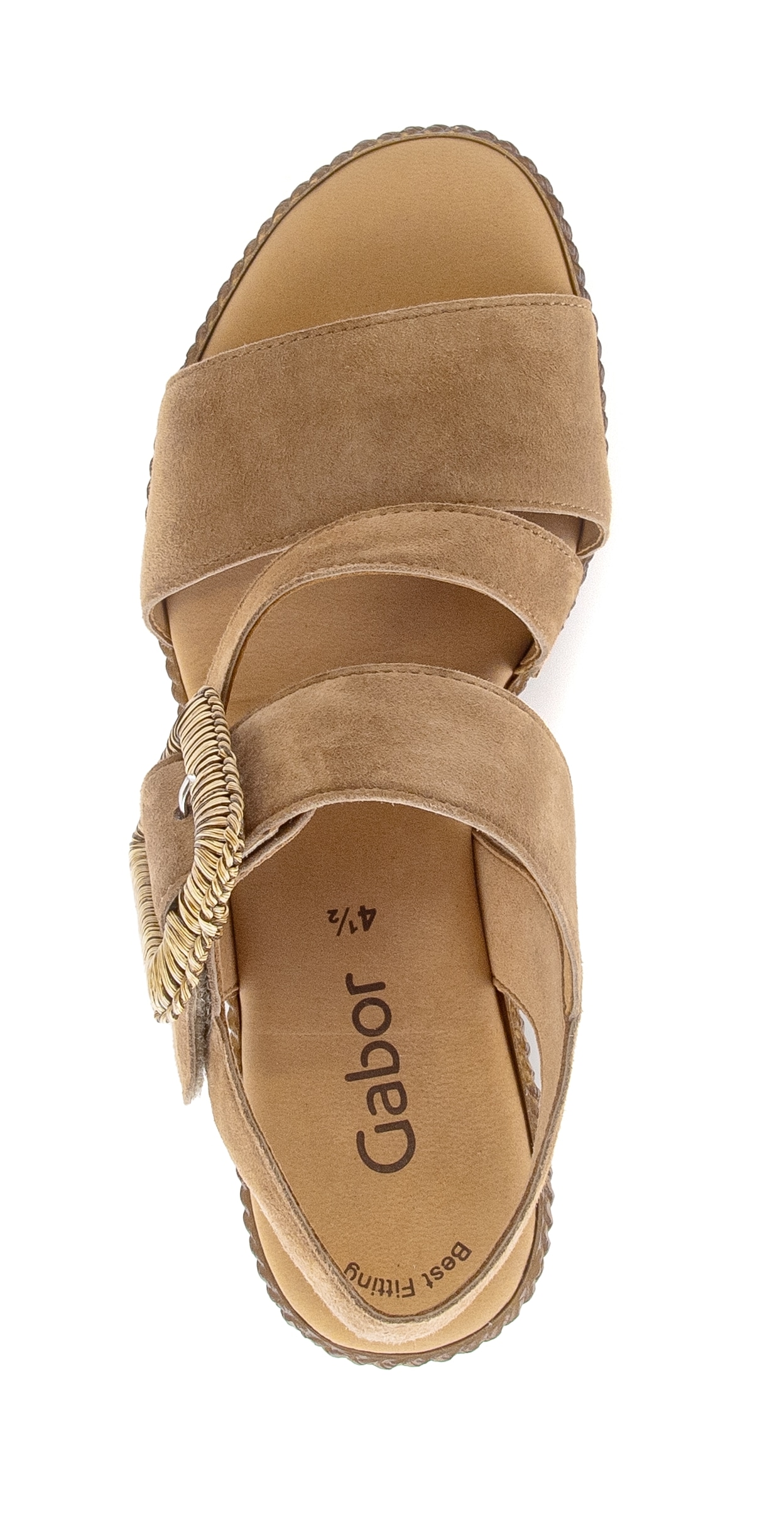 Gabor Keilsandalette  , Sommerschuh, Riemchensandale mit auffälliger Zierschnalle