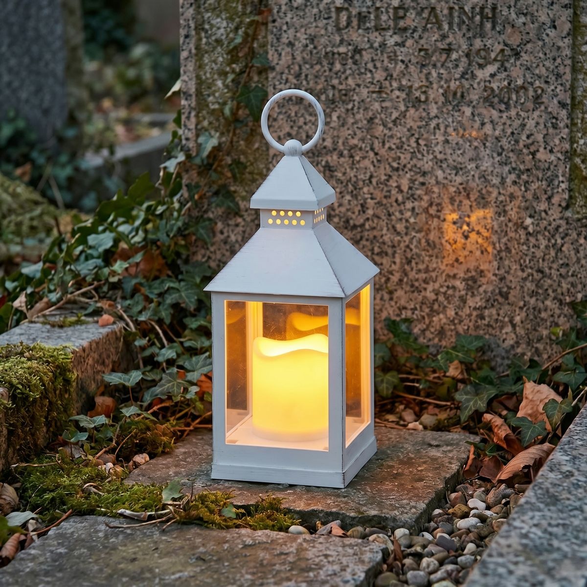 Ambiente Haus LED Außen-Tischleuchte »Laterne antikweiss 24cm inkl LED Ke« 1 Stk. Warmweiß