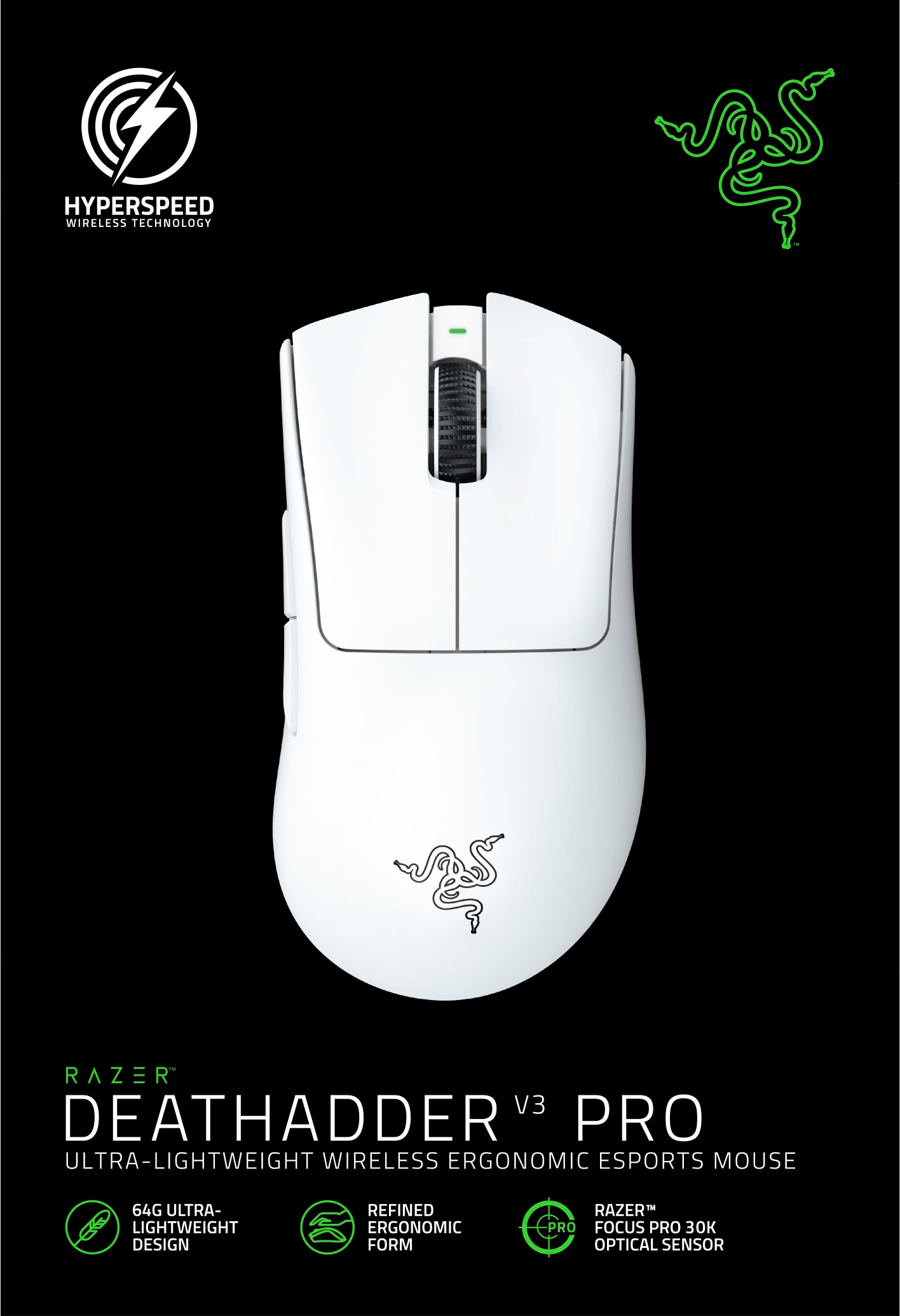 RAZER Gaming-Maus »DeathAdder V3 Pro«, RF Wireless-kabelgebunden