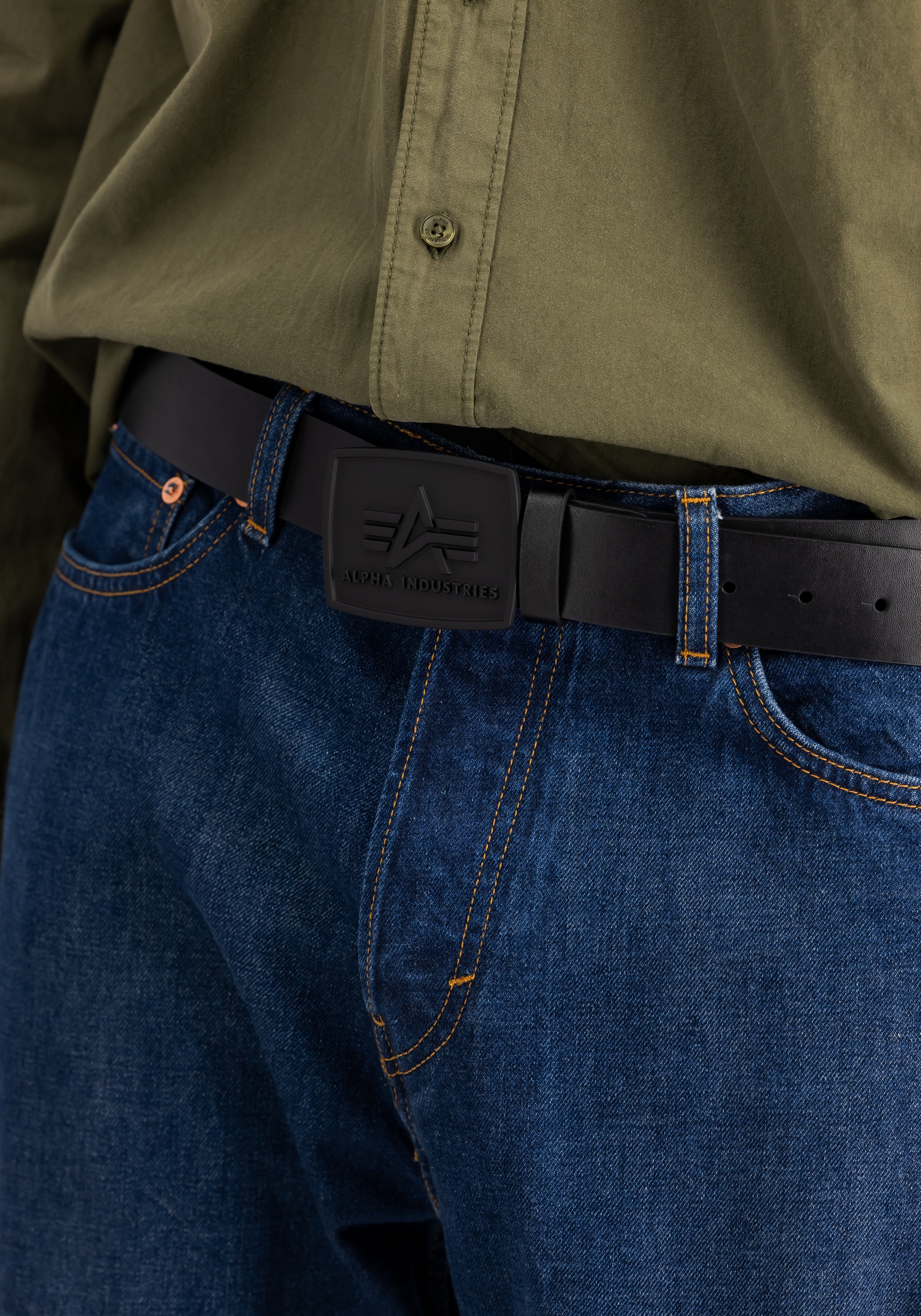 Alpha Industries Ledergürtel »All Black Belt«