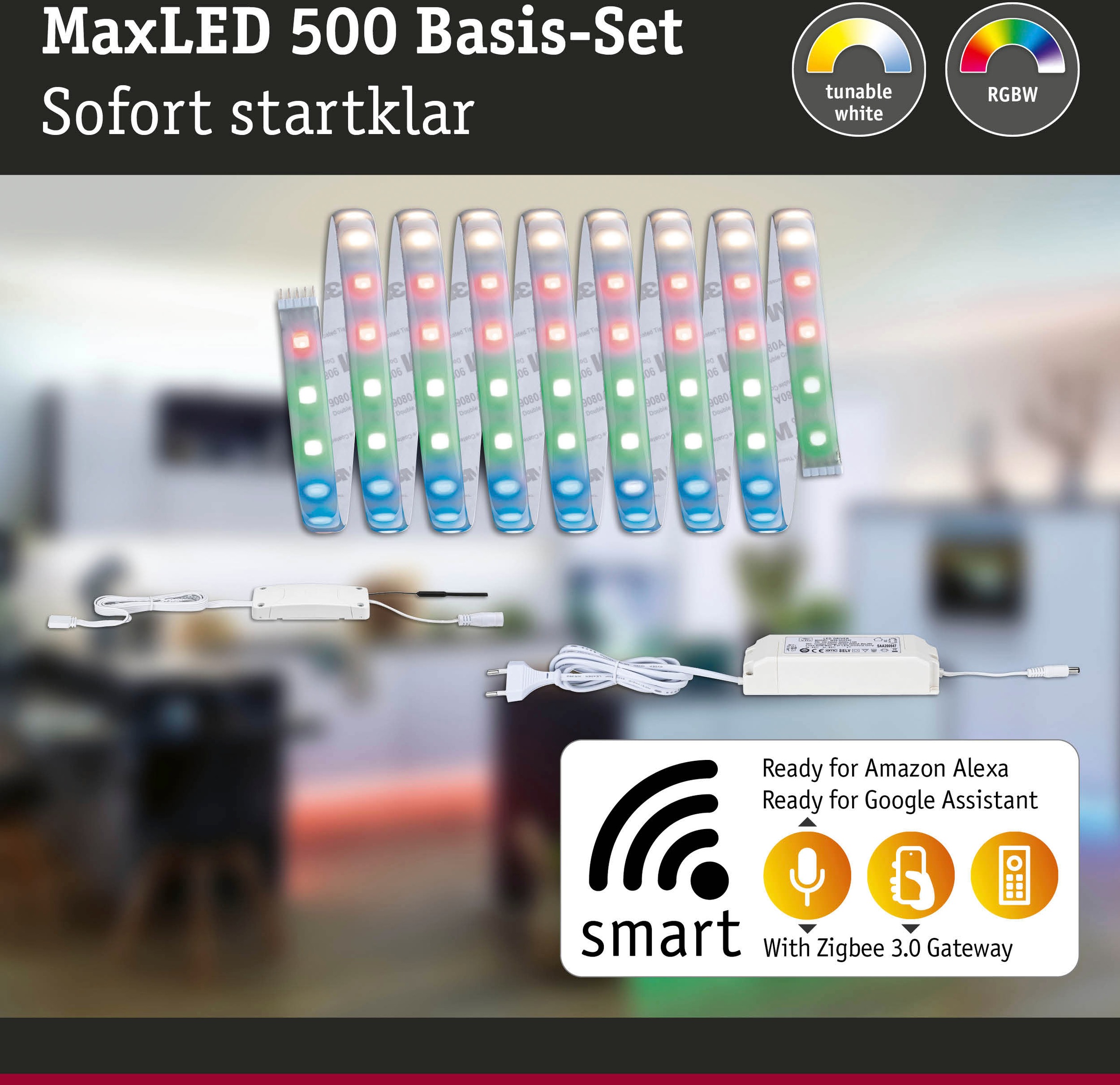 Paulmann LED-Streifen »MaxLED 500 RGBW Smart Home Zigbee 3m IP44 27W 1200lm beschichtet«, 1 St.-flammig