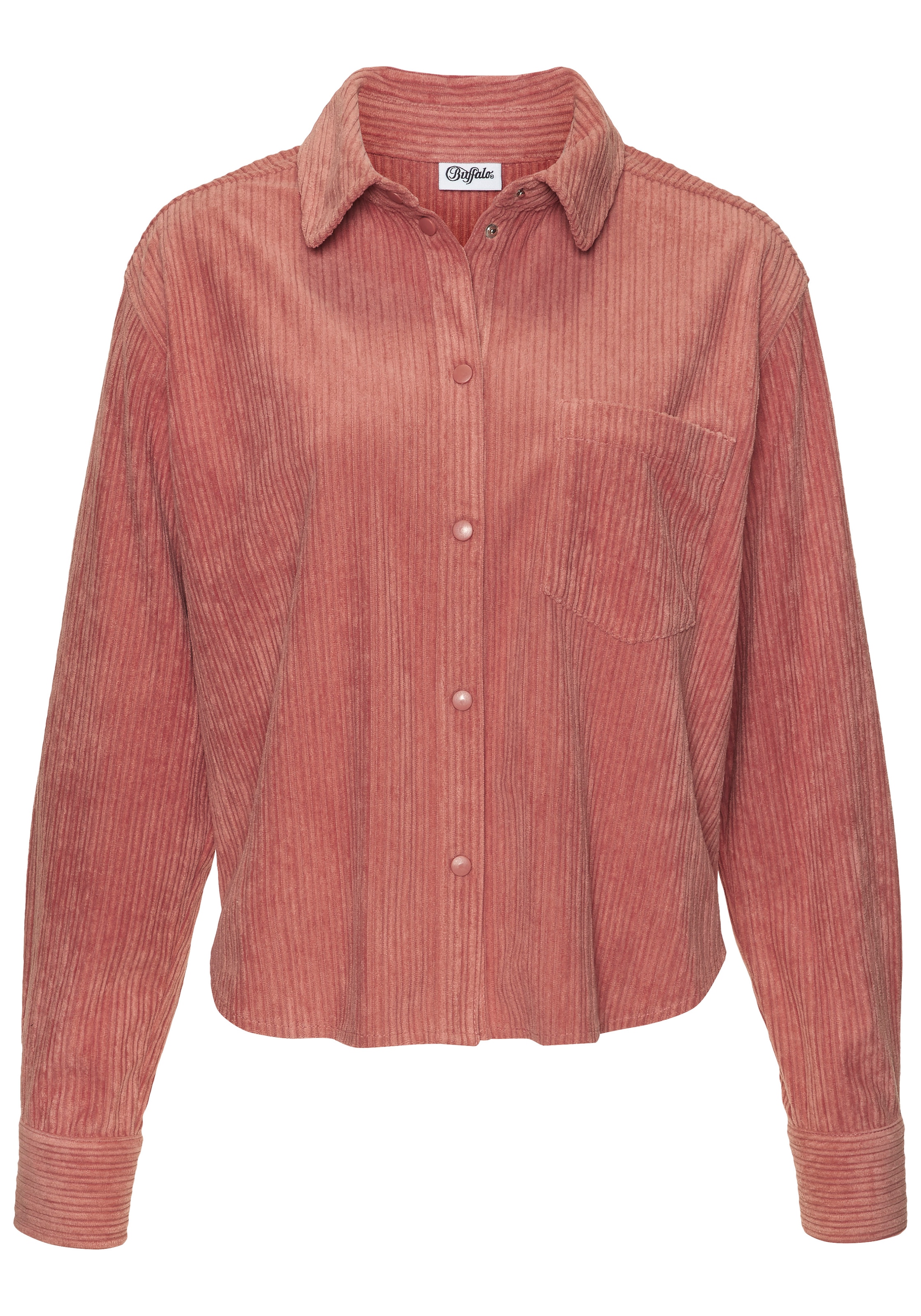 Buffalo Hemdbluse aus weicher Cordqualität mit modischem Blusenkragen