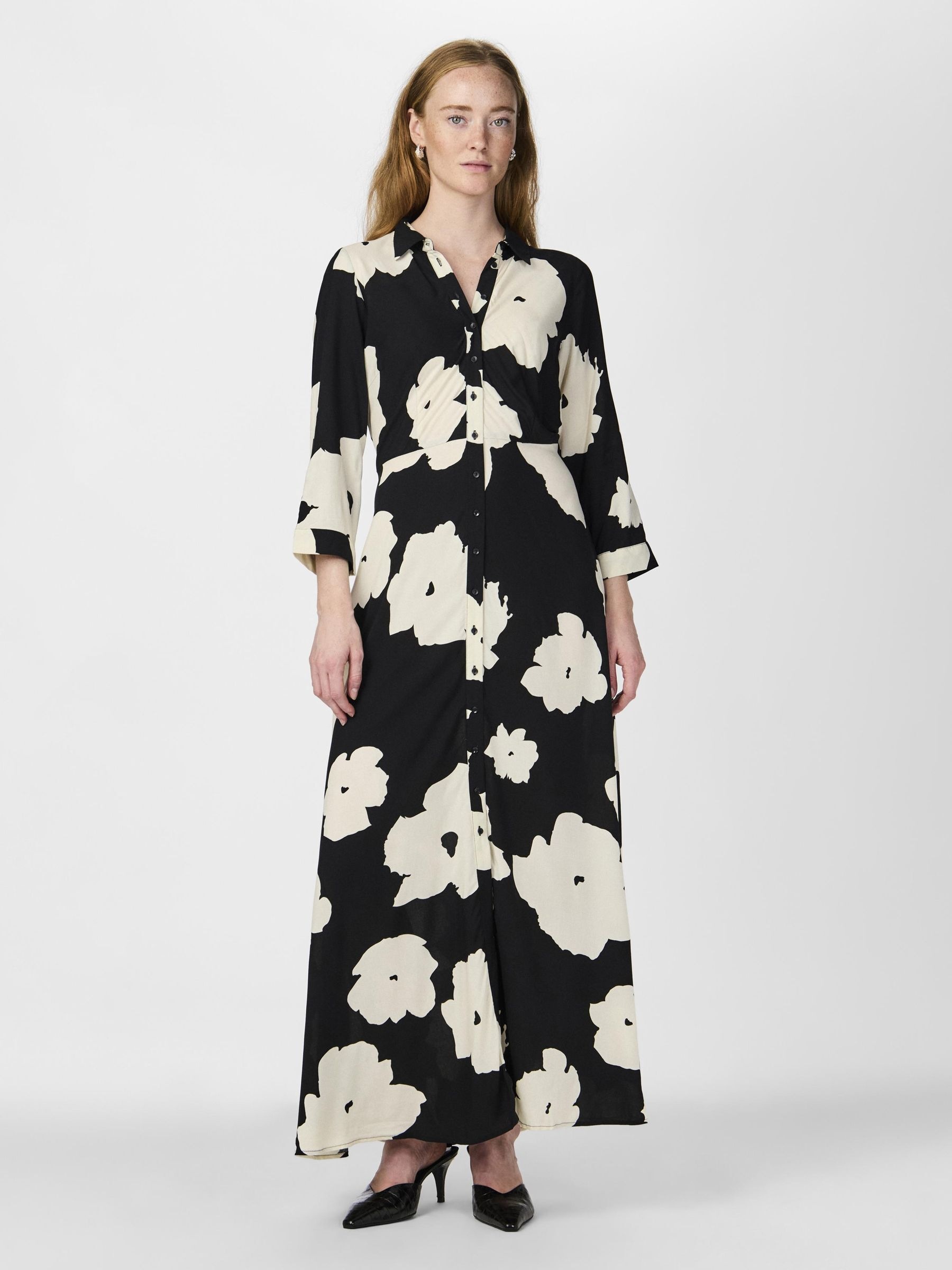 Y.A.S Hemdblusenkleid »YASSAVANNA LONG SHIRT DRESS«, mit 3/4 Ärmel