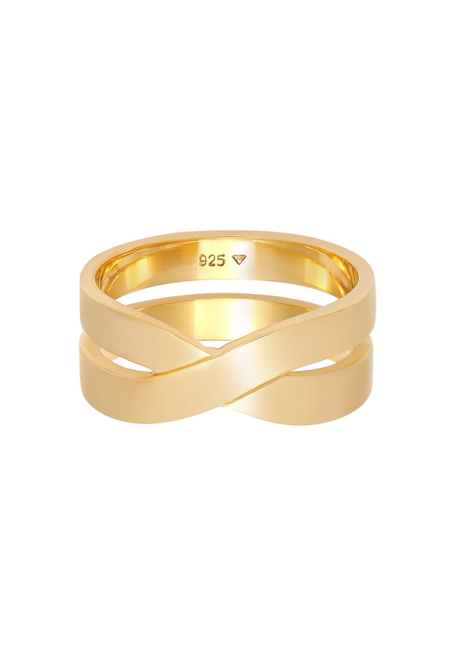 Kuzzoi Fingerring »Ring Herren Bandring Überkreuz Look 925 Silber«