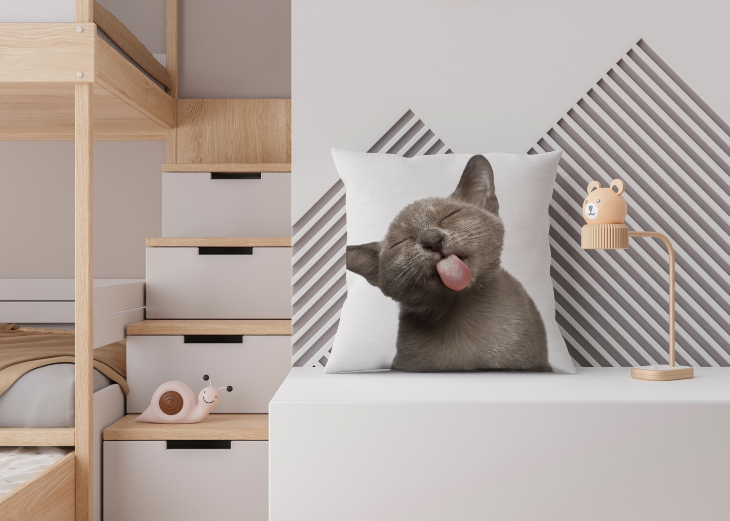 queence Dekokissen »Katzenzunge«, Kissenhülle mit HD Premium Druck, geruchsneutral, 40x40cm