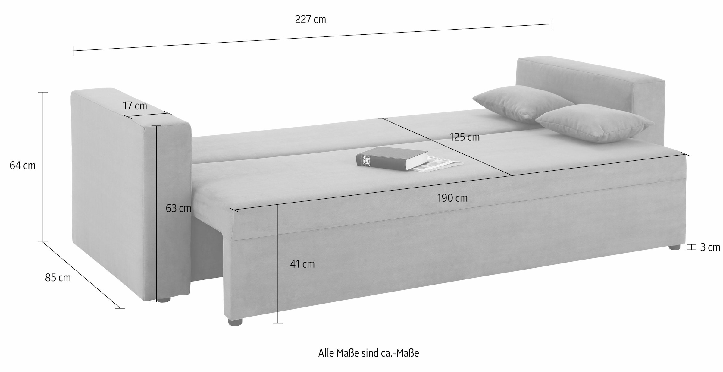 Home affaire 3-Sitzer »Pur«, wahlweise mit Bettfunktion