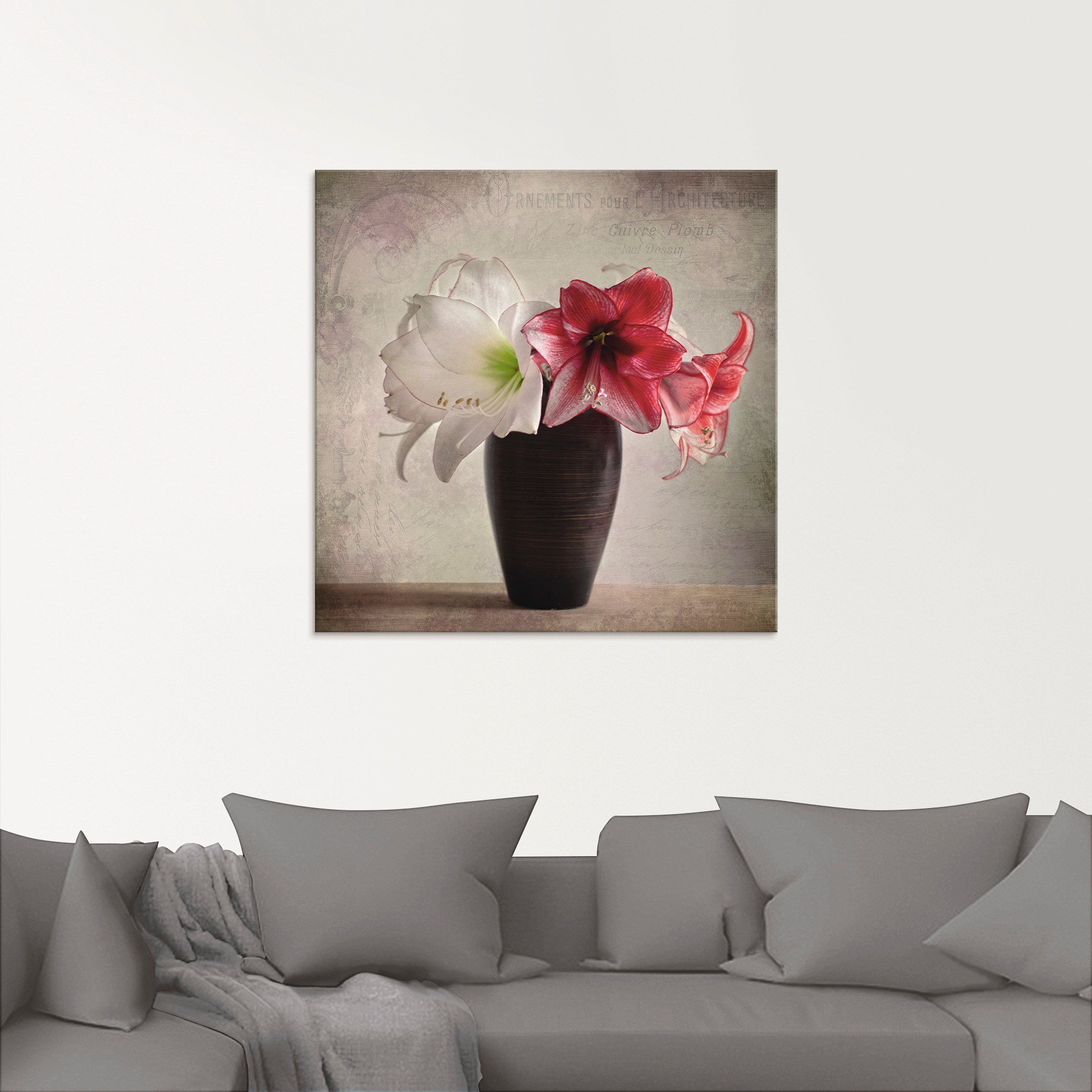 Artland Glasbild »Amaryllis Vintage I«, Blumen, (1 St.), in verschiedenen Größen
