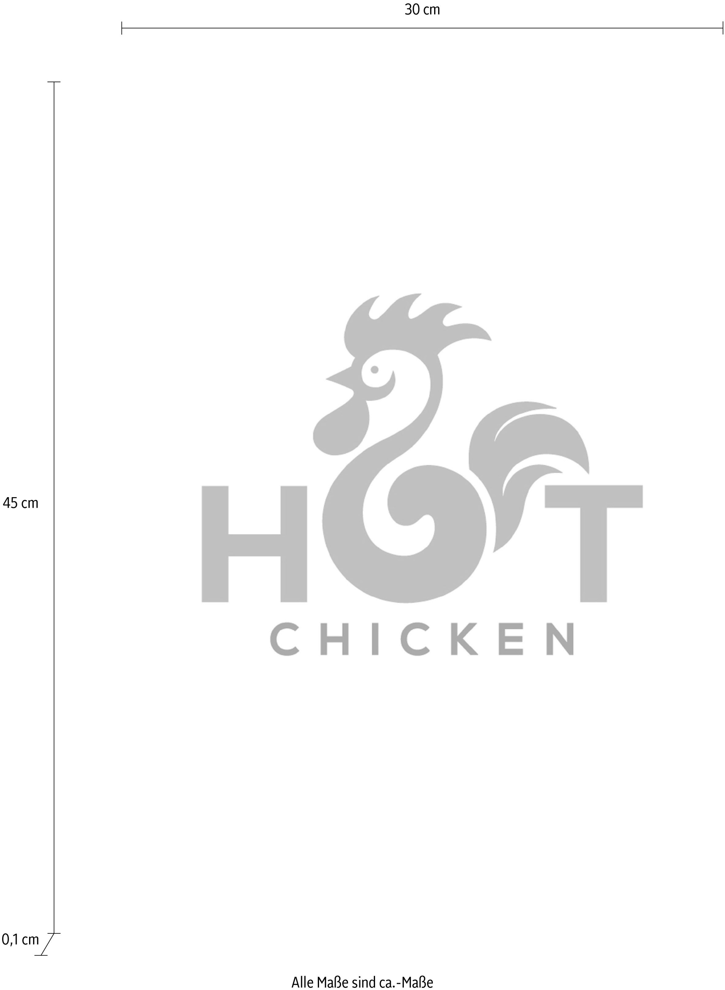 queence Wanddekoobjekt »HOT CHICKEN«, Stahlschild, Blechschild, Spruch, Witzig, Wanddeko, retro, 20x30cm