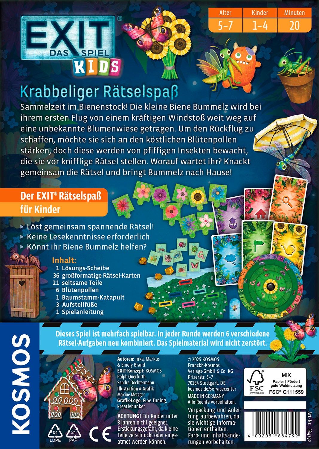 Kosmos Spiel »EXIT® Kids Krabbeliger Rätselspaß«, Made in Germany