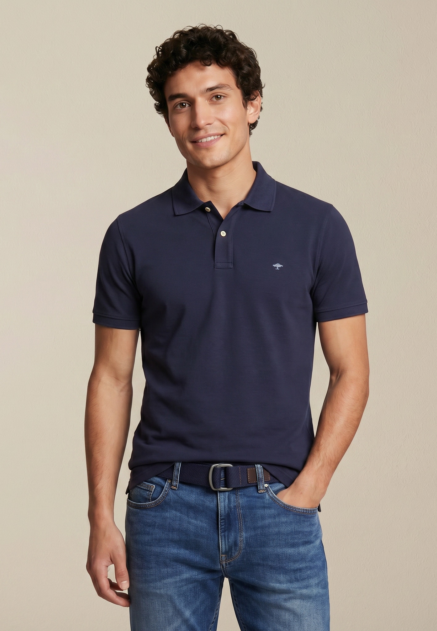 FYNCH-HATTON Poloshirt normale Passform, mit 2-Knopf-Polokragen, aus Baumwolle