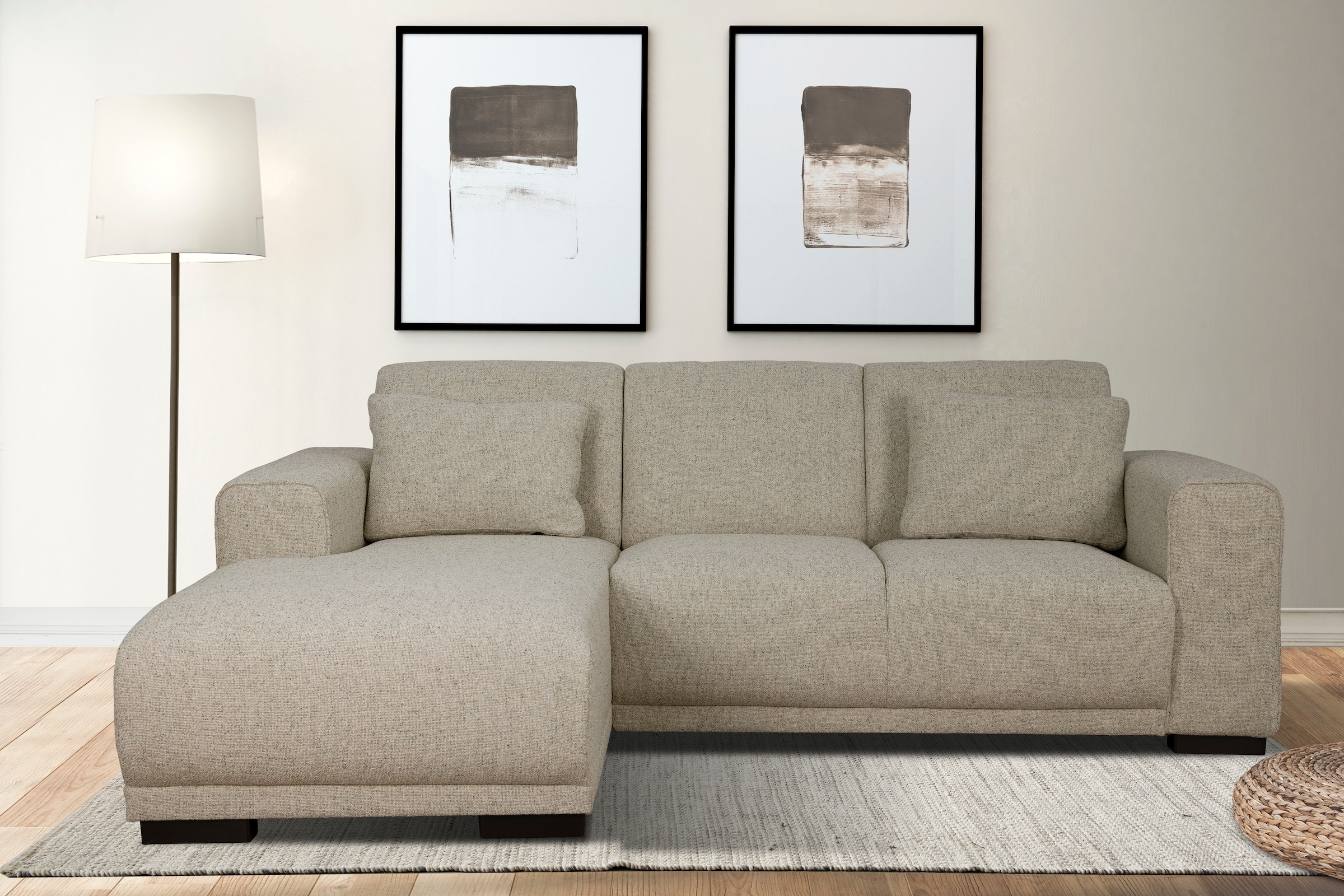 Home affaire Ecksofa »BORNHOLM L-Form mit Recamiere, Maße B/T/H: 234/162/85 cm«, Recamiere links oder rechts bestellbar, Wellenfederung, inkl. 2 Kissen