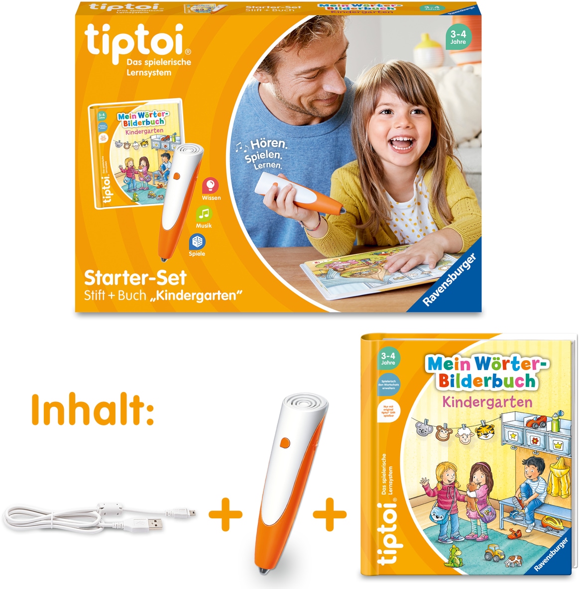 Ravensburger Spiel »tiptoi® Starter-Set: Stift und Wörter-Bilderbuch Kindergarten«, Made in Europe, FSC® - schützt Wald - weltweit