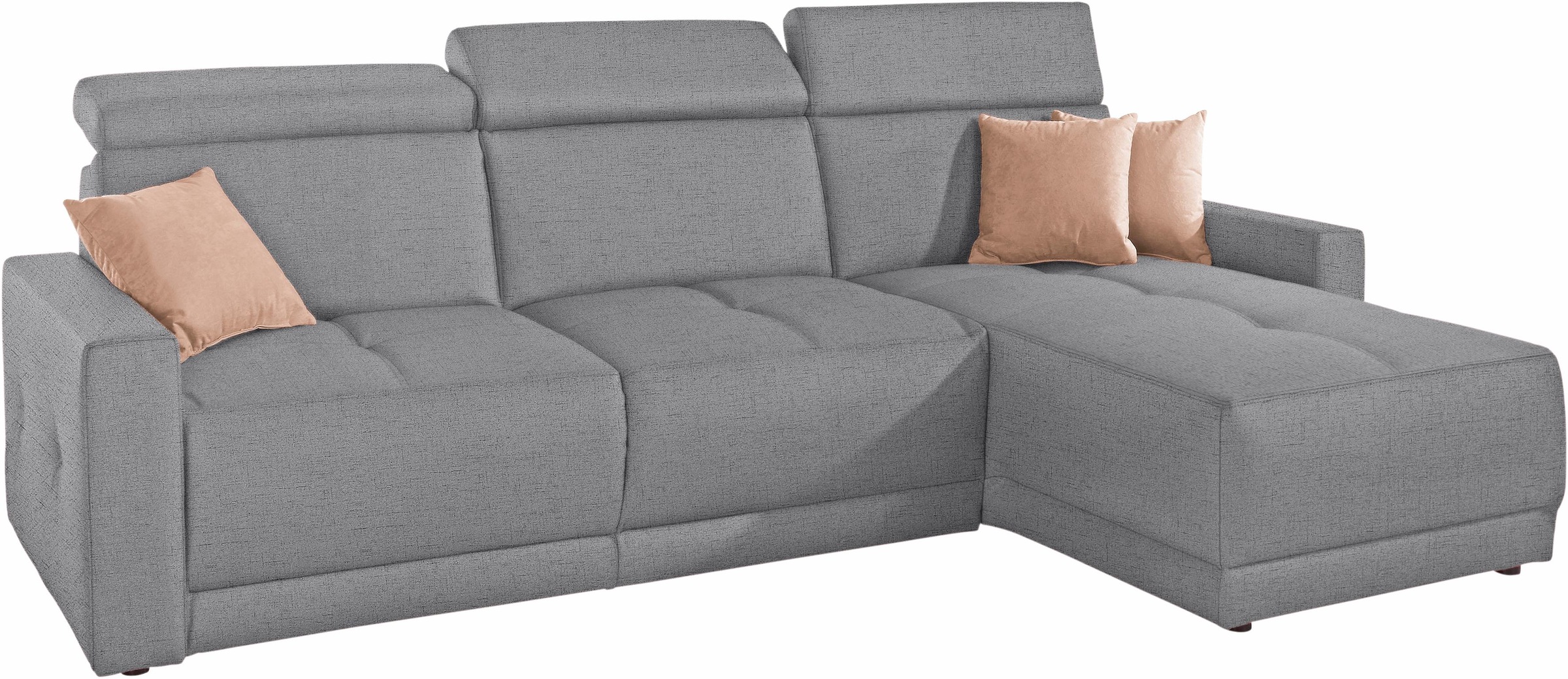 DOMO collection Ecksofa »Ava mit moderner Sitzheftung & toller Doppelnaht, komfortabel, L-Form«, mit Recamiere, inkl. Federkern, wahlweise mit Kopfteilverstellungen