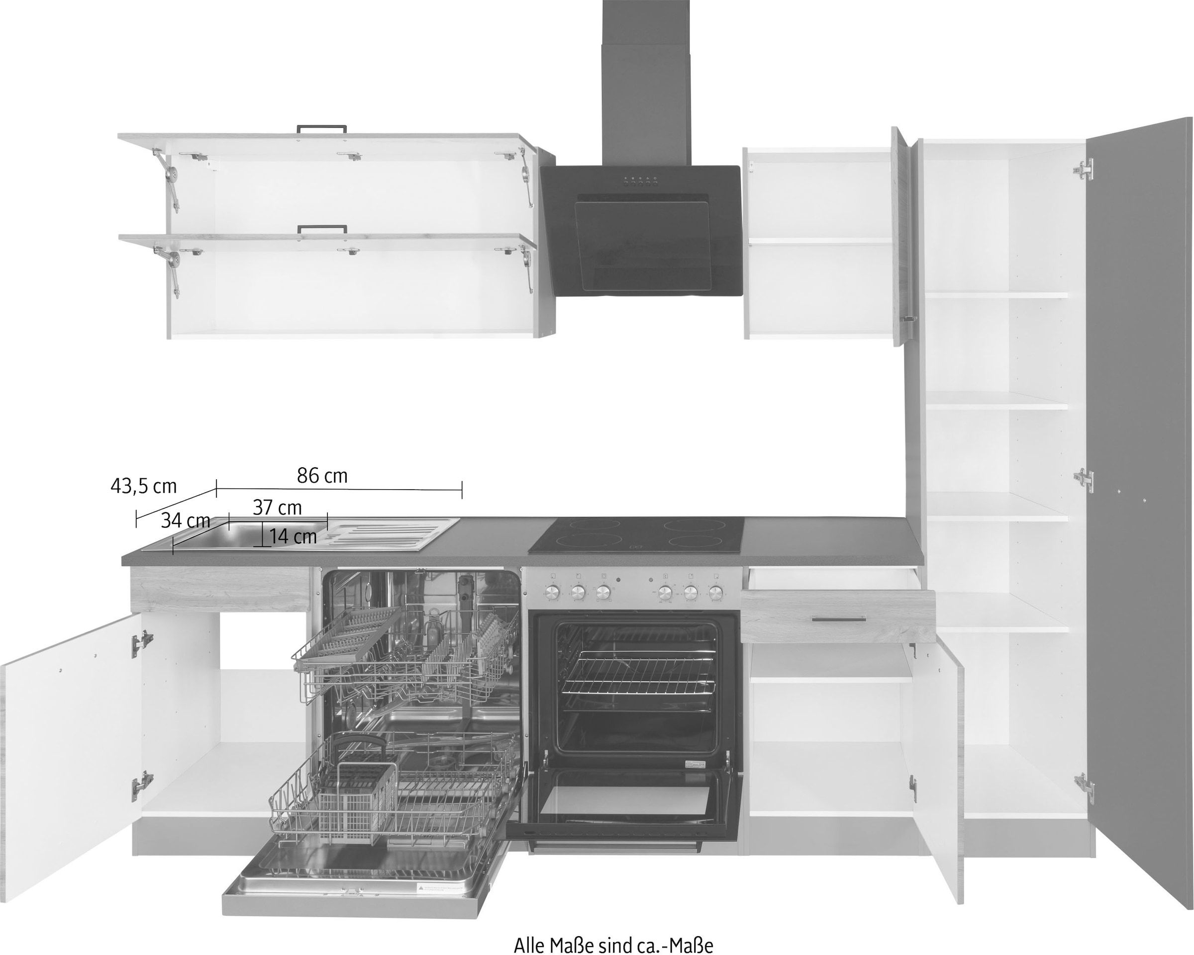 KOCHSTATION Küchenzeile »KS-Trier«, mit E-Geräten, Breite 270 cm