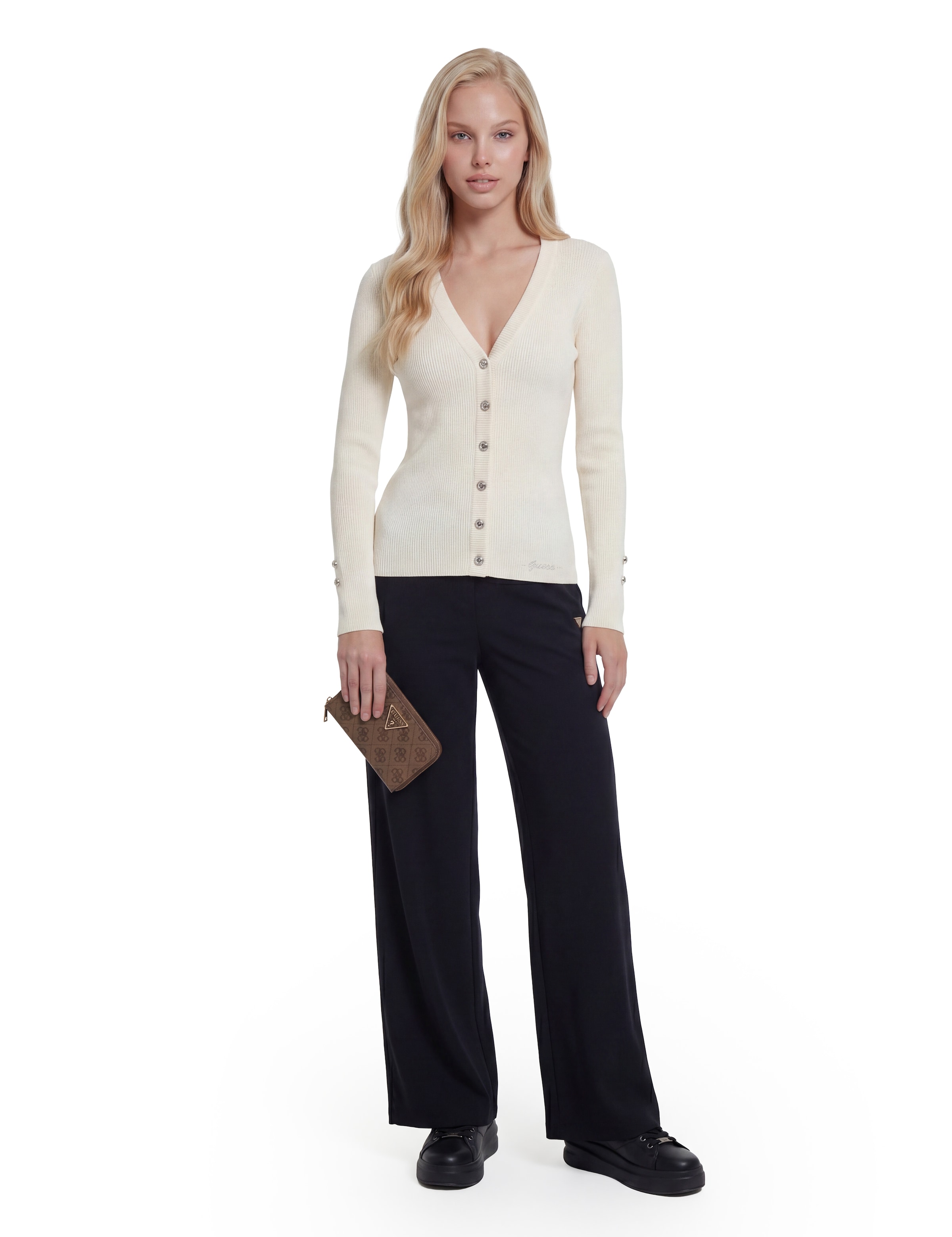 Guess Geldbörse »LAUREL II SLG MED ZIP AROUND« Damen Geldbeutel, Portemonnaie, Money Pocket mit Dreieckslogo