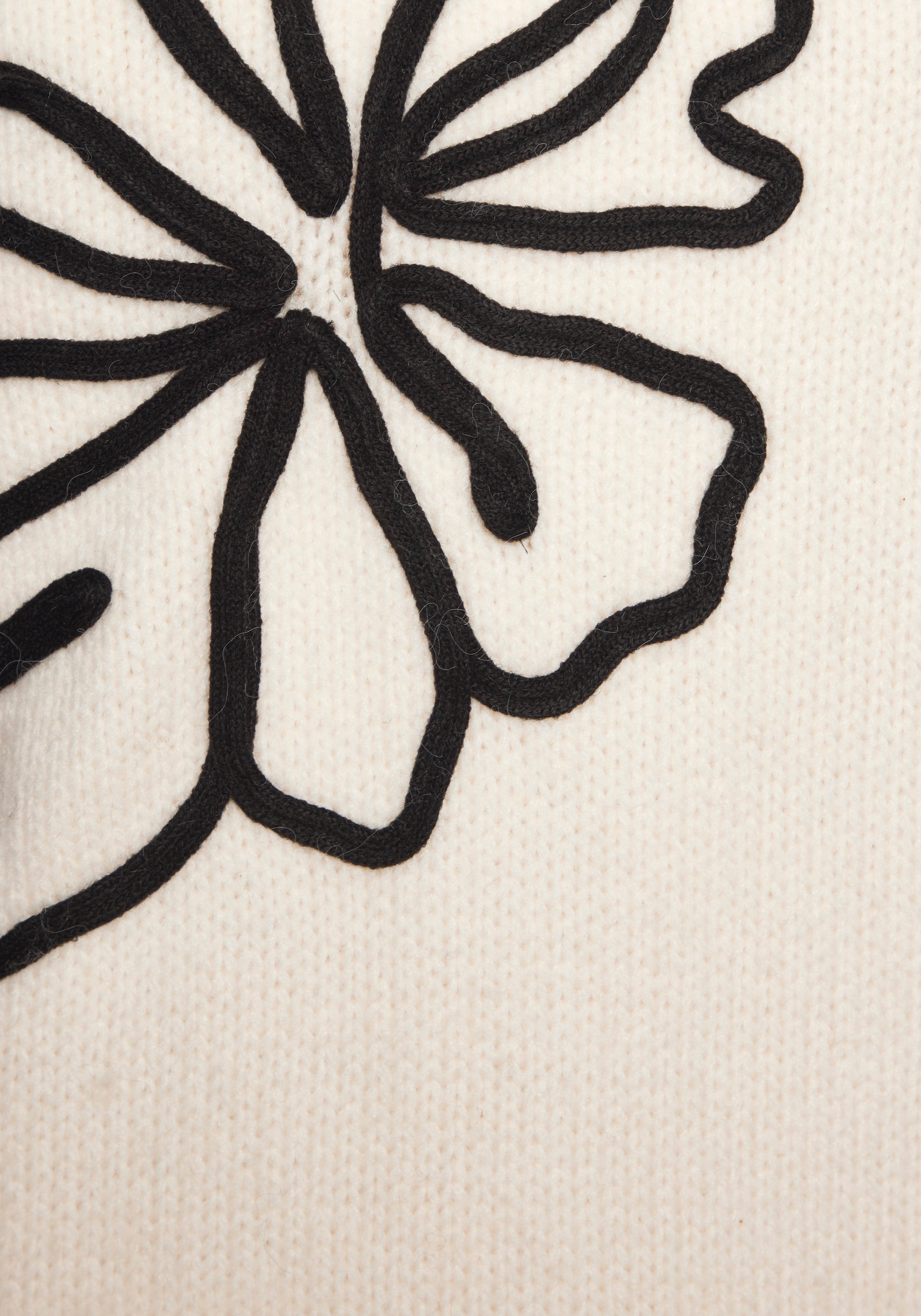 LASCANA Strickpullover mit Blumen-Applikation, Winterpullover, modisch