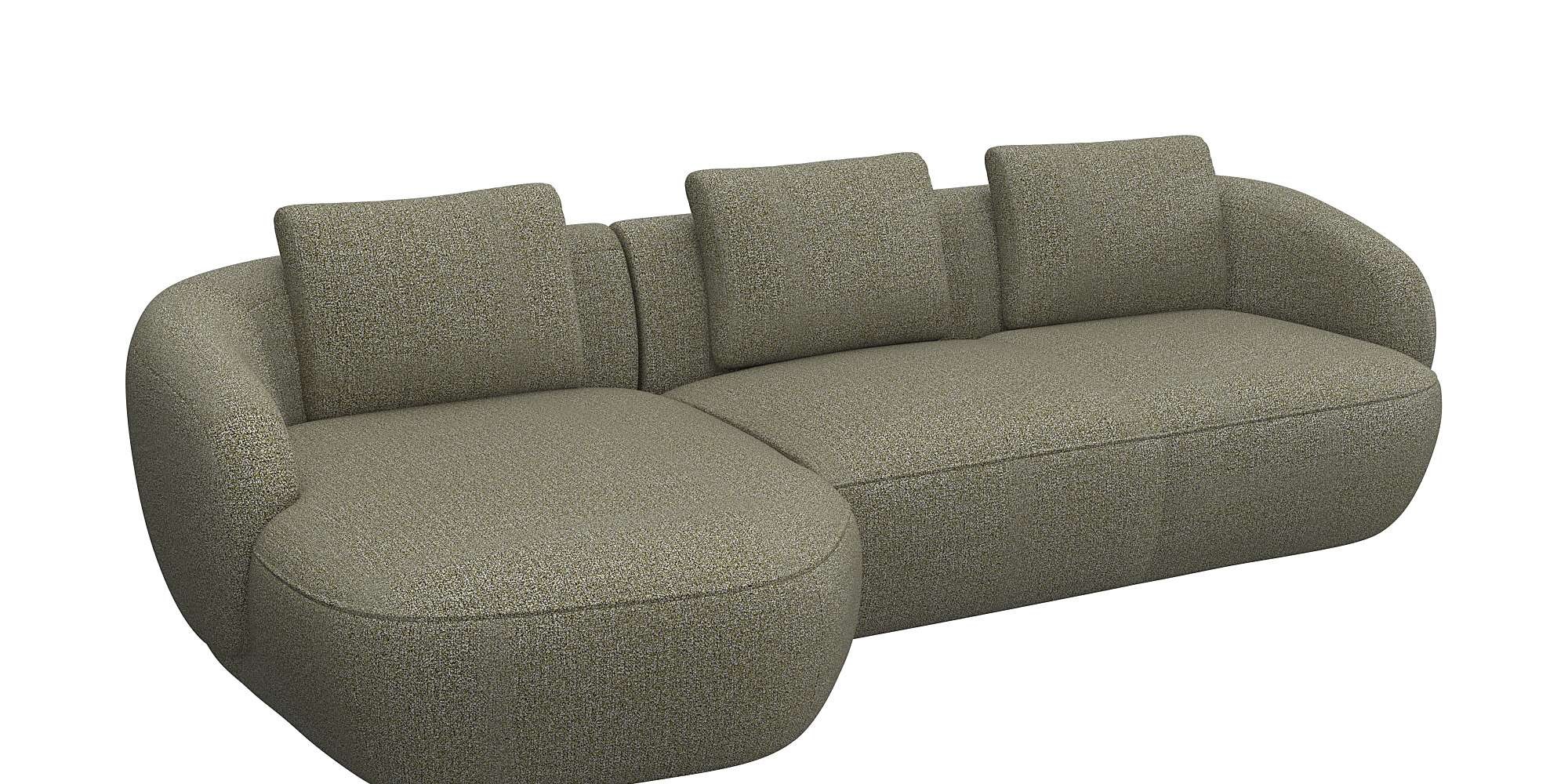 FLEXLUX Wohnlandschaft »Torino, rund, L-Form, Sofa-Ecke mit Recamiere, Longchair-Sofa«, Modernes, organisches Sofa-Design, Kaltschaum, Wellenunterfederung