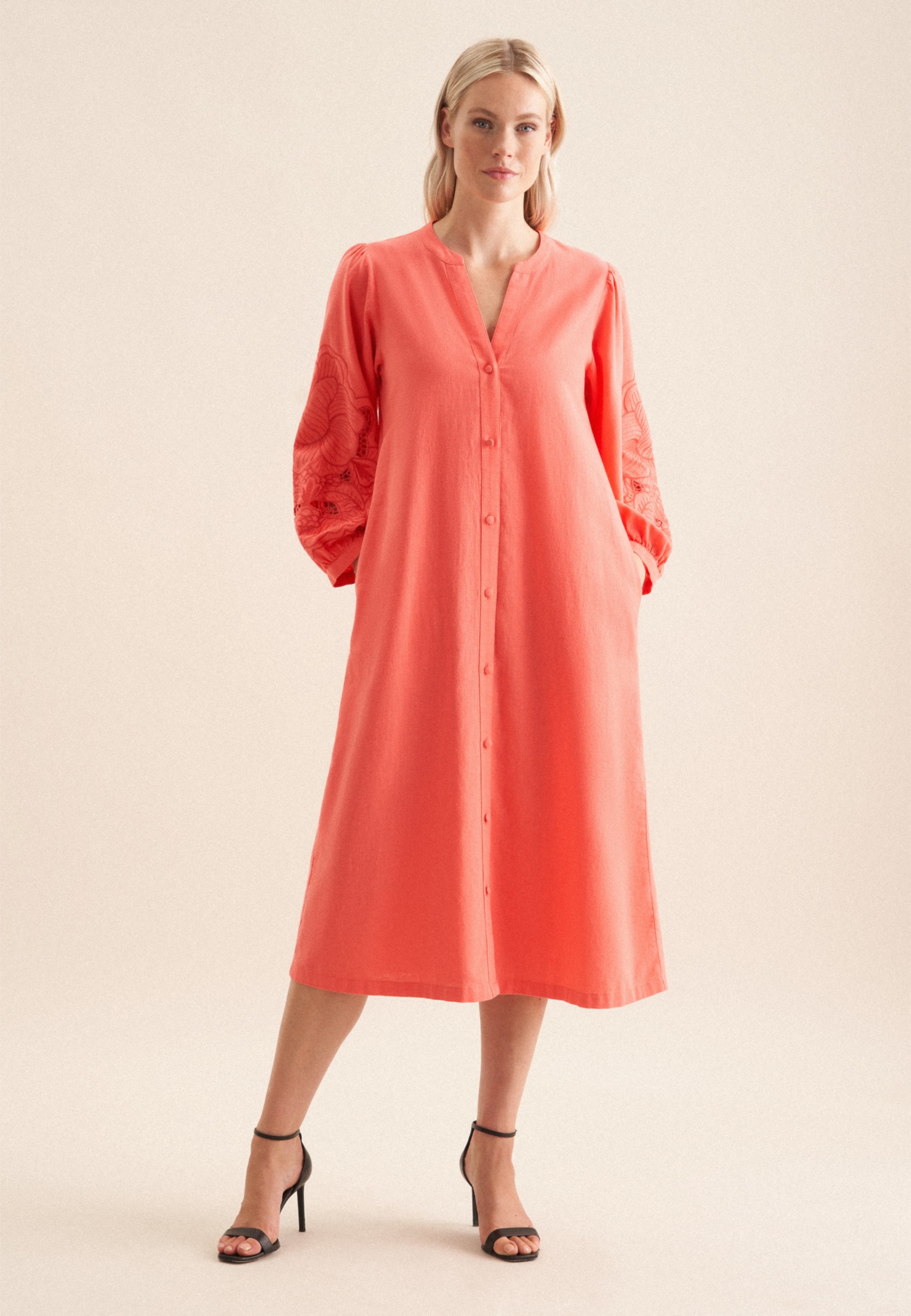 seidensticker Sommerkleid »Schwarze Rose«, 7/8-Arm Rundhals Uni