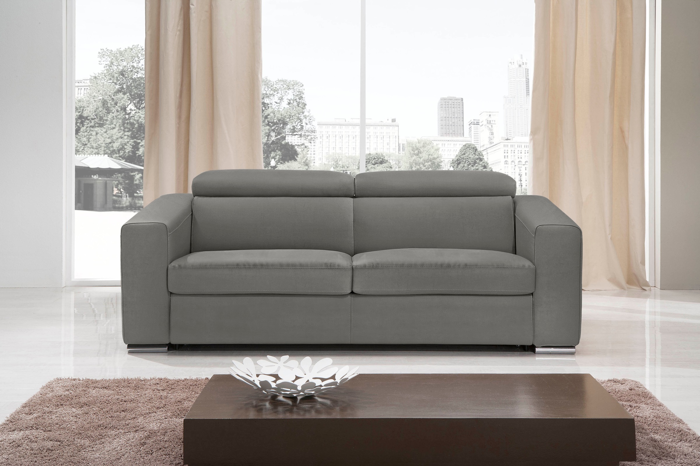 Egoitaliano Schlafsofa »Cabiria, Design und super Sitz- und Liegekomfort«, Sofa inkl. Schlaffunktion, Kopfteile verstellbar, mit Metallfüßen