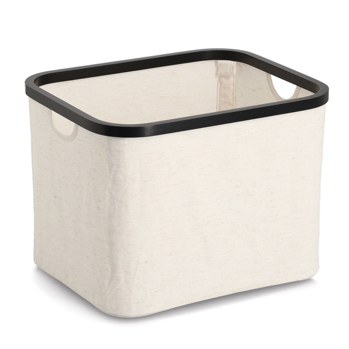 Zeller Present Aufbewahrungskorb »Aufbewahrungskorb, Polyester/Bambus« creme/schwarz, ca. 40,5x33x30 cm