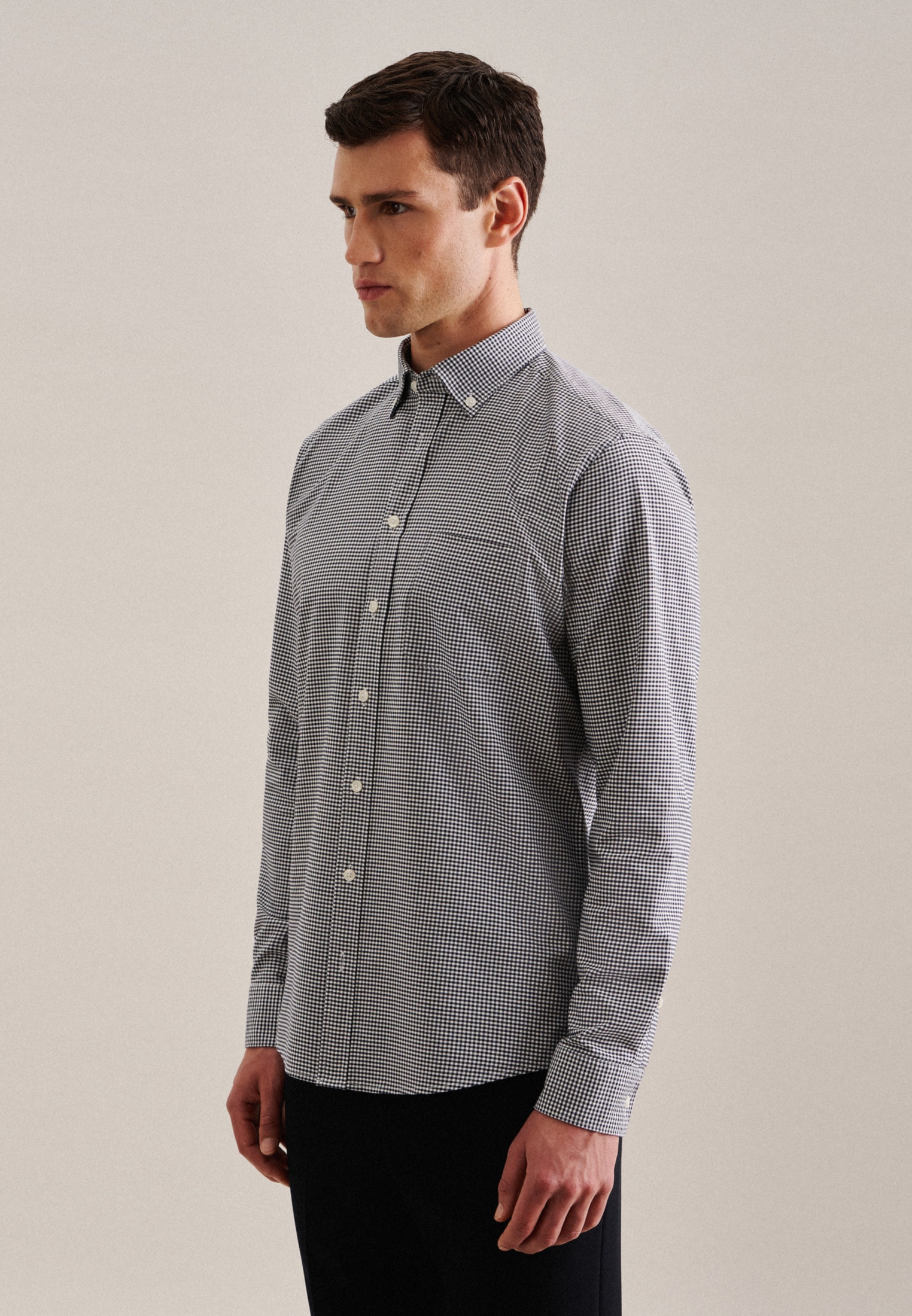 seidensticker Businesshemd »Schwarze Rose« Regular 1/1 Button-Down-Kragen Karo