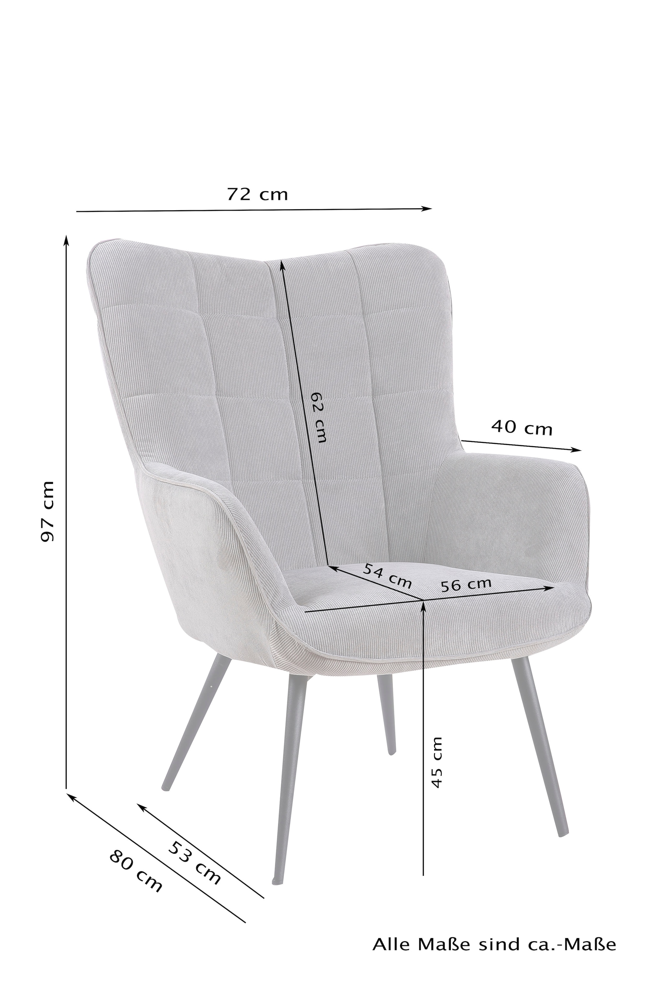 byLIVING Sessel »Uta«, (1 St.), in Cord, Samt oder Webstoff