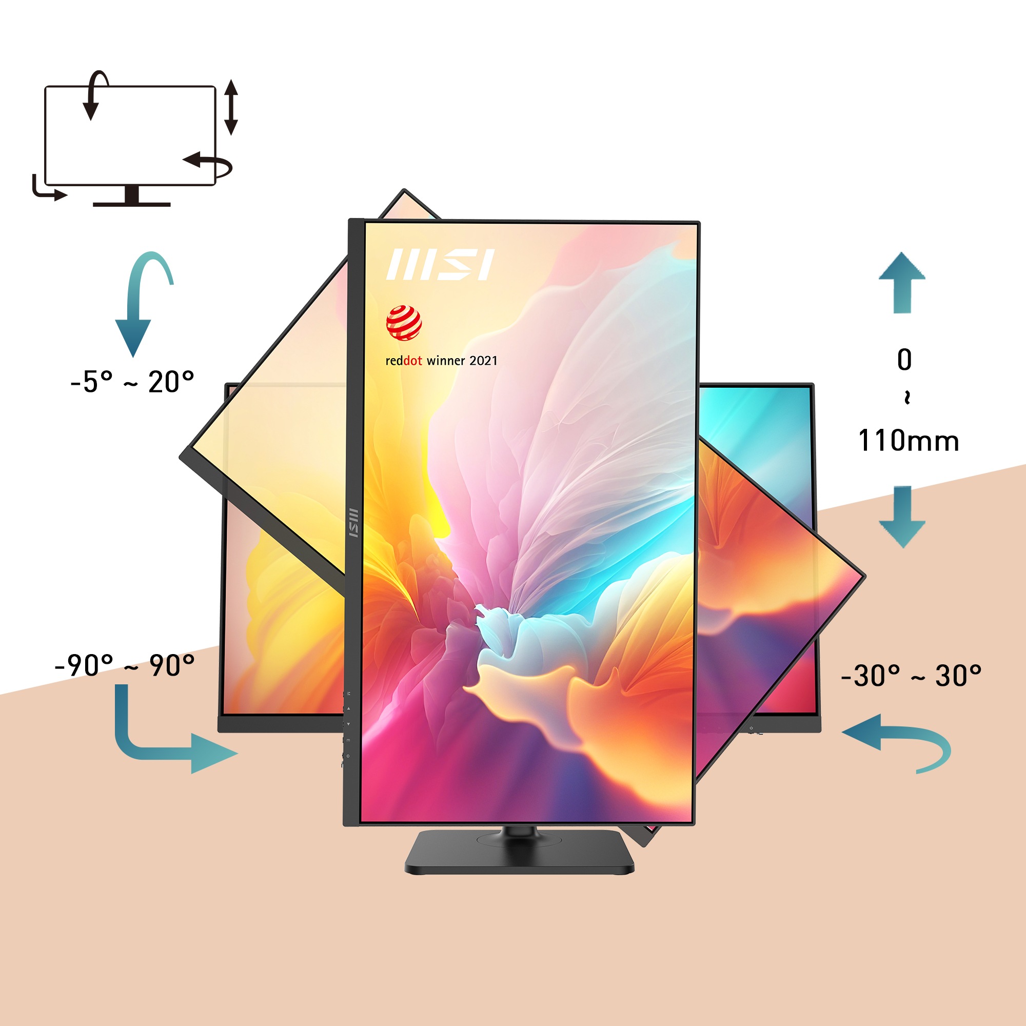 MSI LED-Monitor »Modern MD272QXP«, 69 cm/27 Zoll, 2560 x 1440 px, WQHD, 1 ms Reaktionszeit, 100 Hz, höhenverstellbar, 3 Jahre Herstellergarantie, USB-C