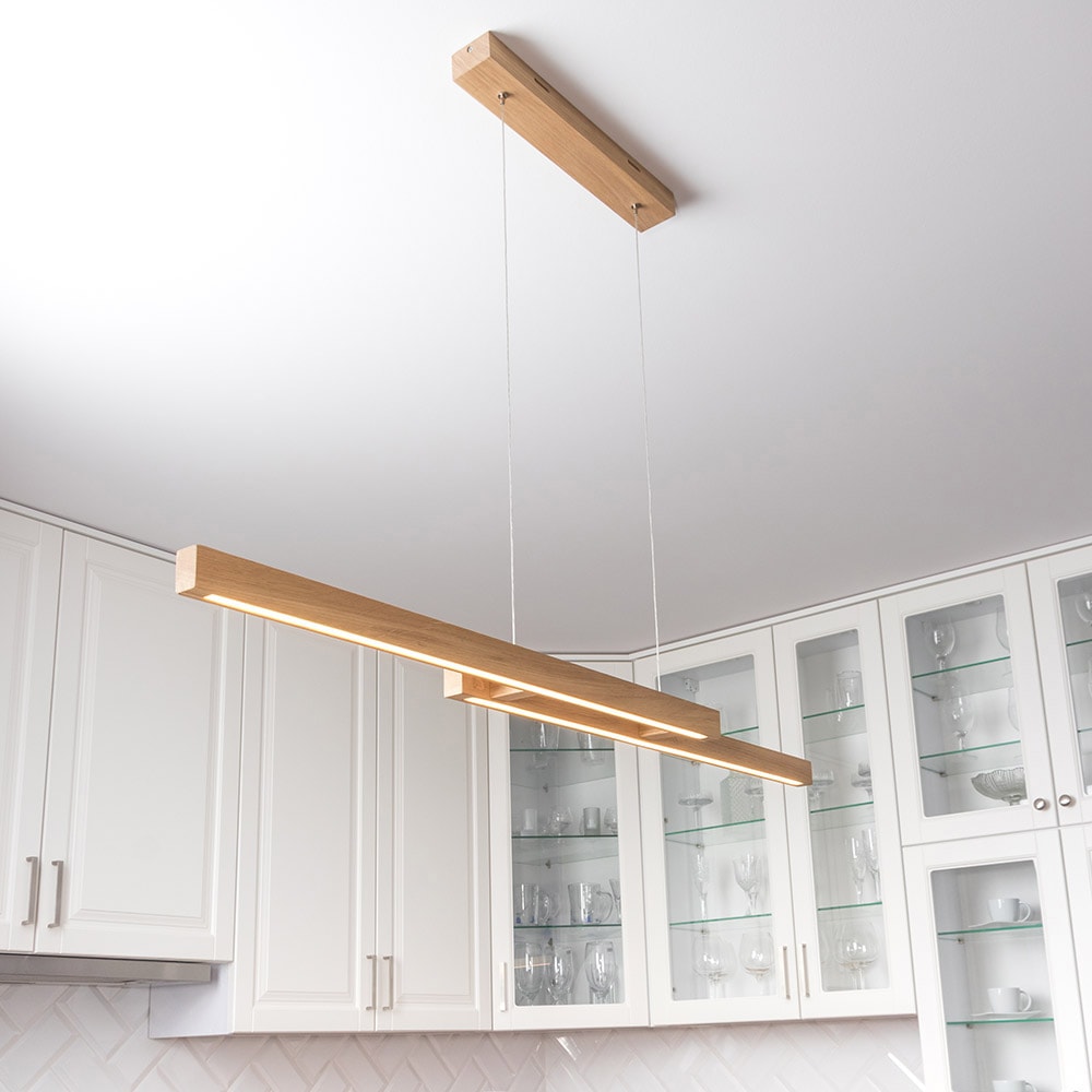SPOT Light Pendelleuchte »SMAL«, 2 flammig, Leuchtmittel LED-Modul | LED fest integriert, Hängeleuchte, Eichenholz, mit integriertem 24V-LED-Modul, Touch Dimmer