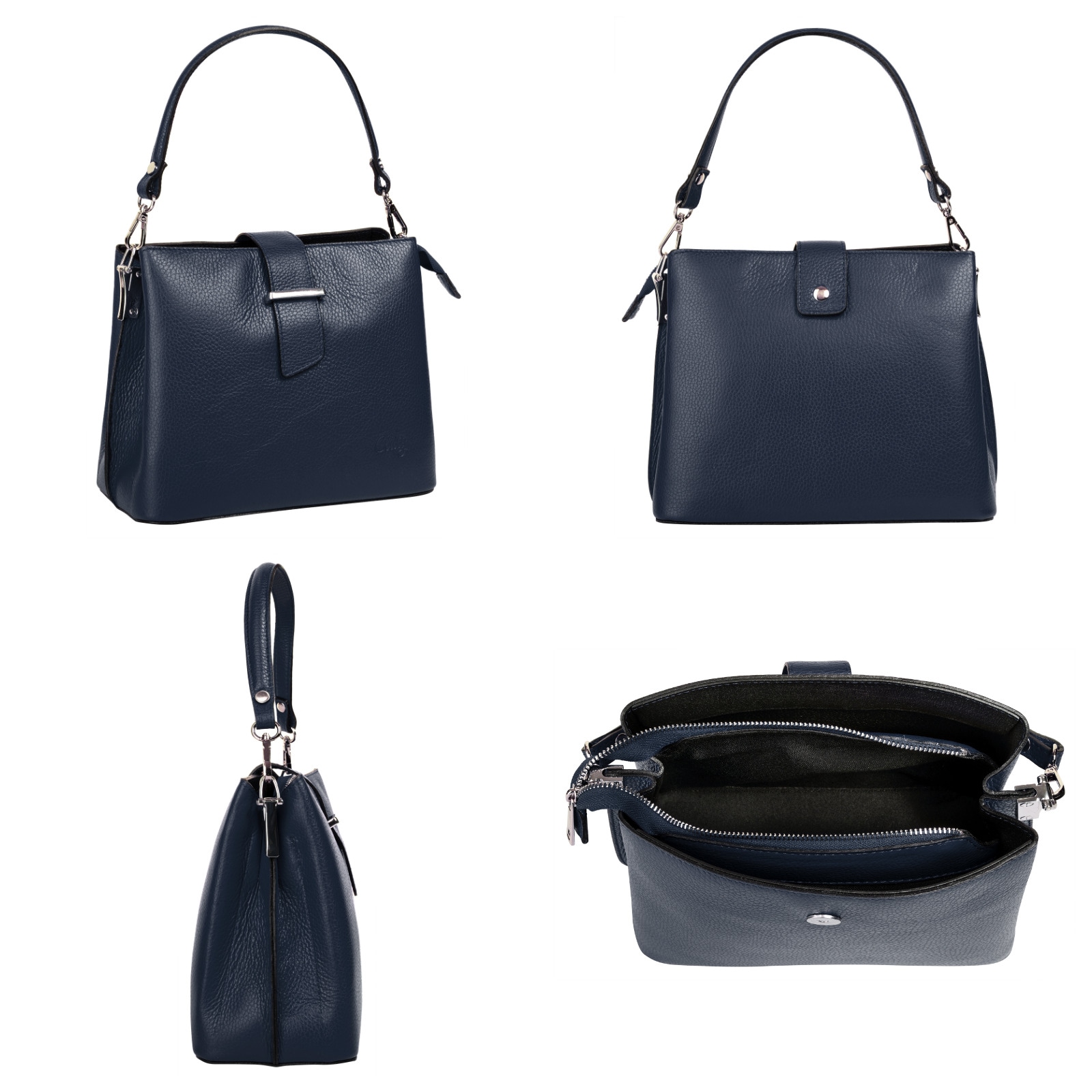Cluty Henkeltasche, echt Leder, Made in Italy