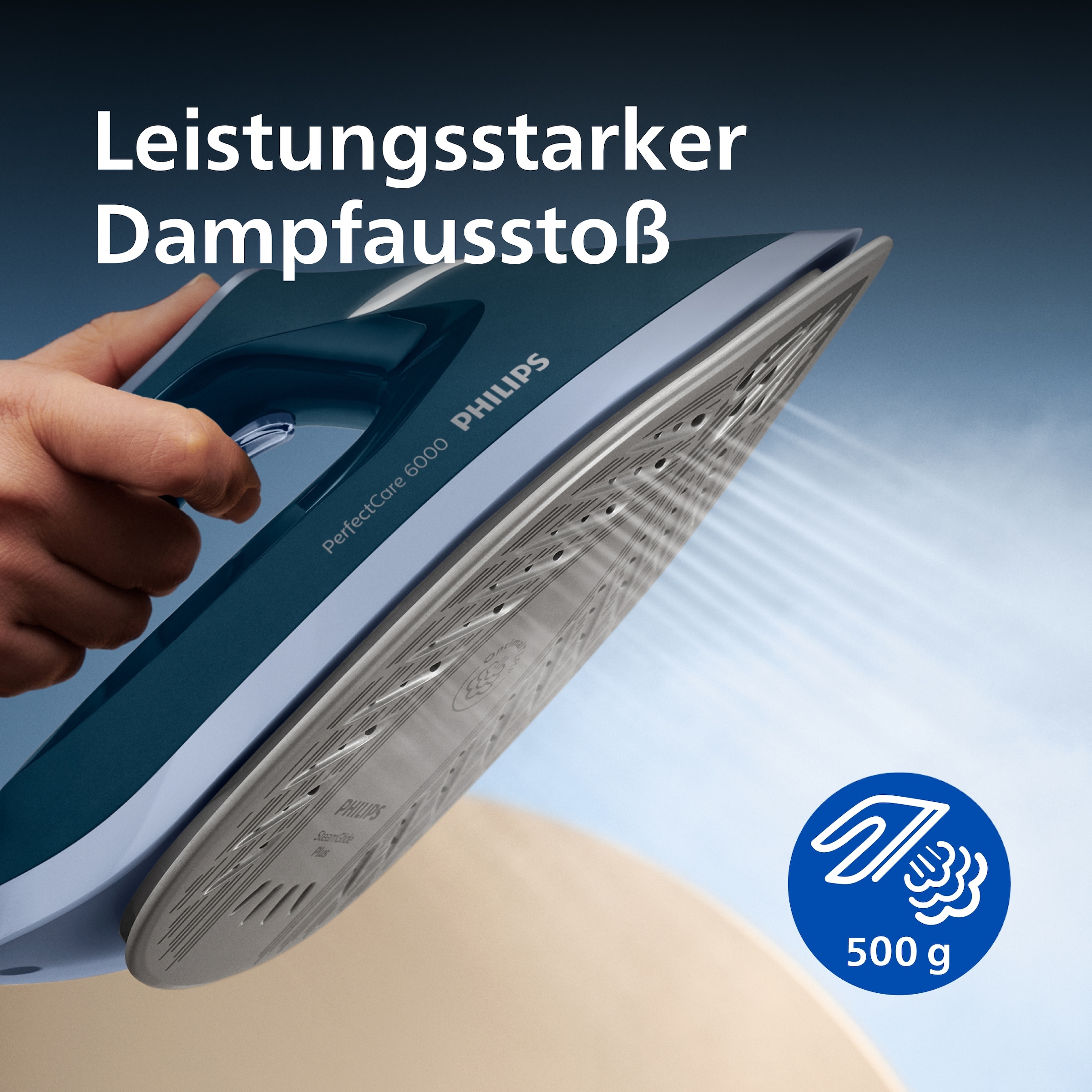 Philips Dampfbügelstation »PerfectCare 6000 Series PSG6023/20, Dunkelblau« 1.800 ml Wassertank 2.400 Watt, OptimalTemp & SteamGlide Plus Bügelsohle, 500gr Dampfstoß