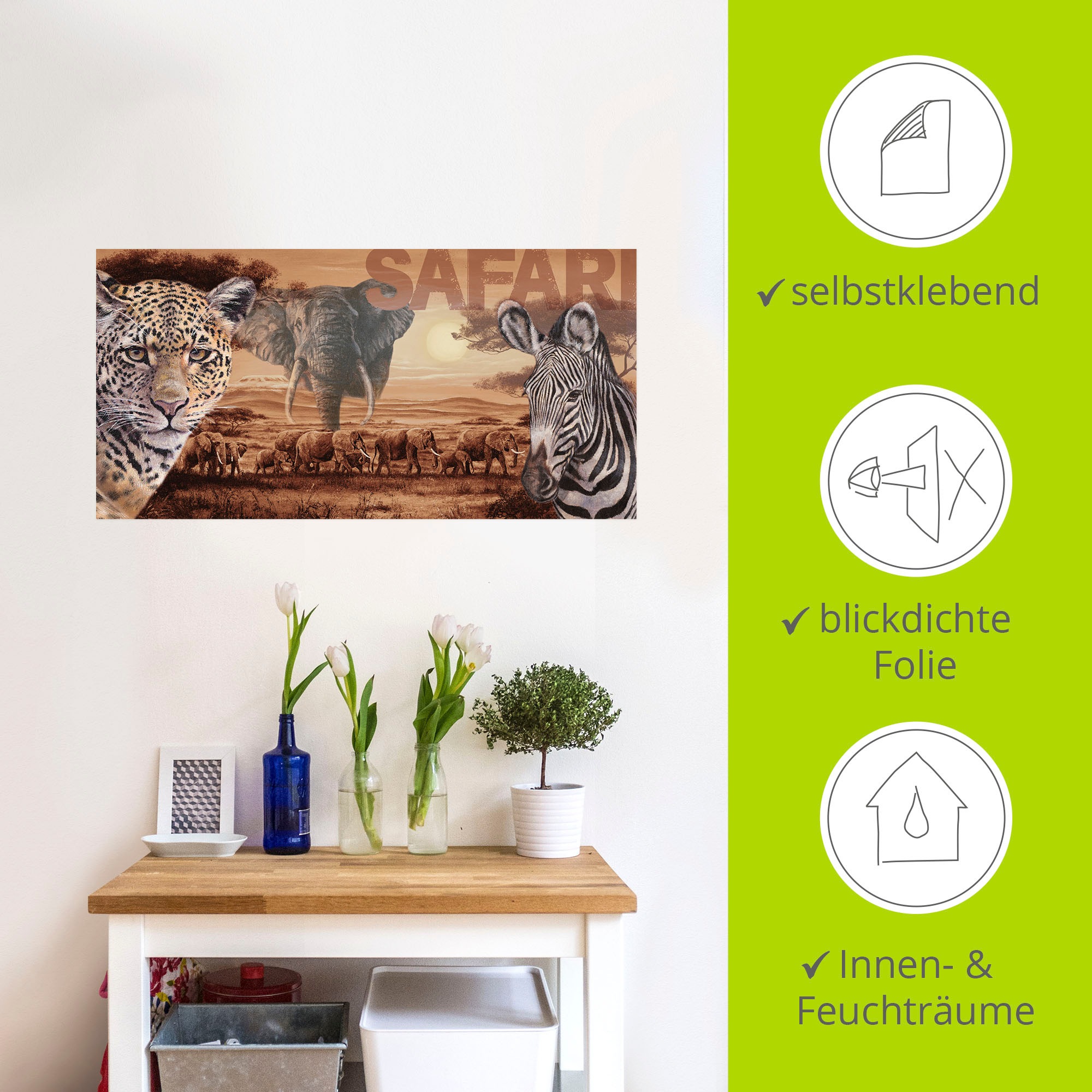 Artland Wandbild »Safari«, Wildtiere, (1 St.), als Alubild, Outdoorbild, Leinwandbild, Wandaufkleber, versch. Größen