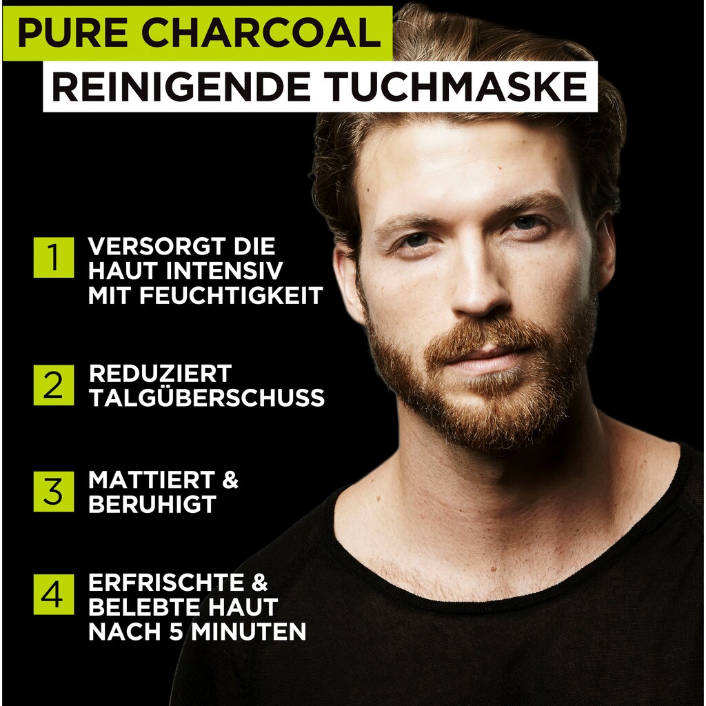 L'ORÉAL PARIS MEN EXPERT Gesichtsmasken-Set »Pure Charcoal und Hydra Energy«, (Set, 4 tlg.)