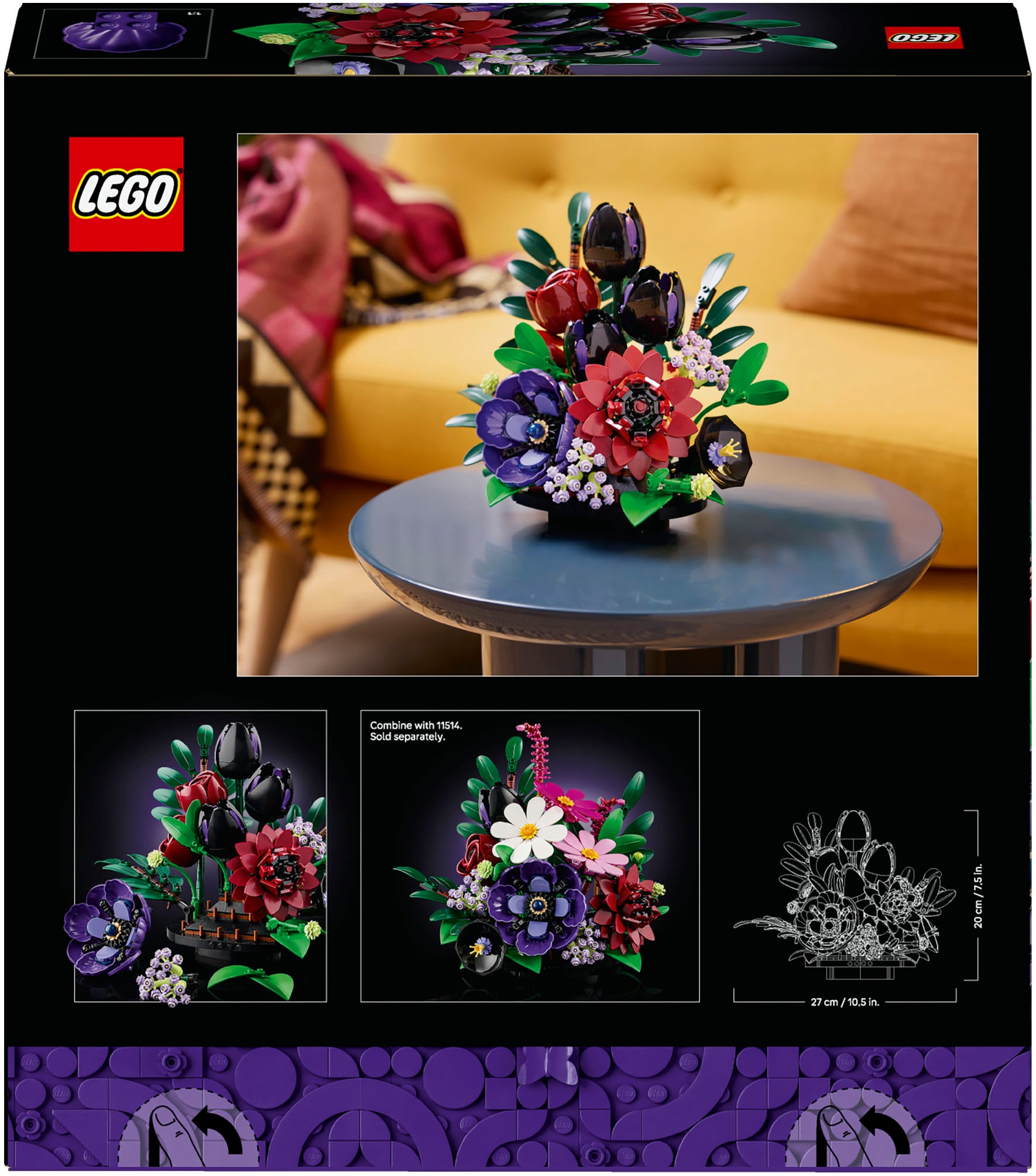 LEGO® Konstruktionsspielsteine »Dunkles Blumengesteck (11513), LEGO Botanicals« Made in Europe