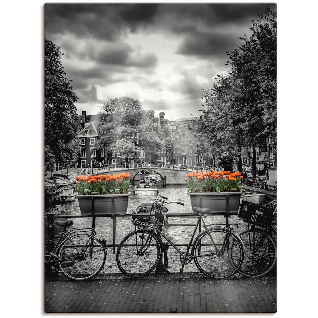 Artland Wandbild »Amsterdam Herengracht & Sonnenstrahlen«, Fahrräder, (1 St.)