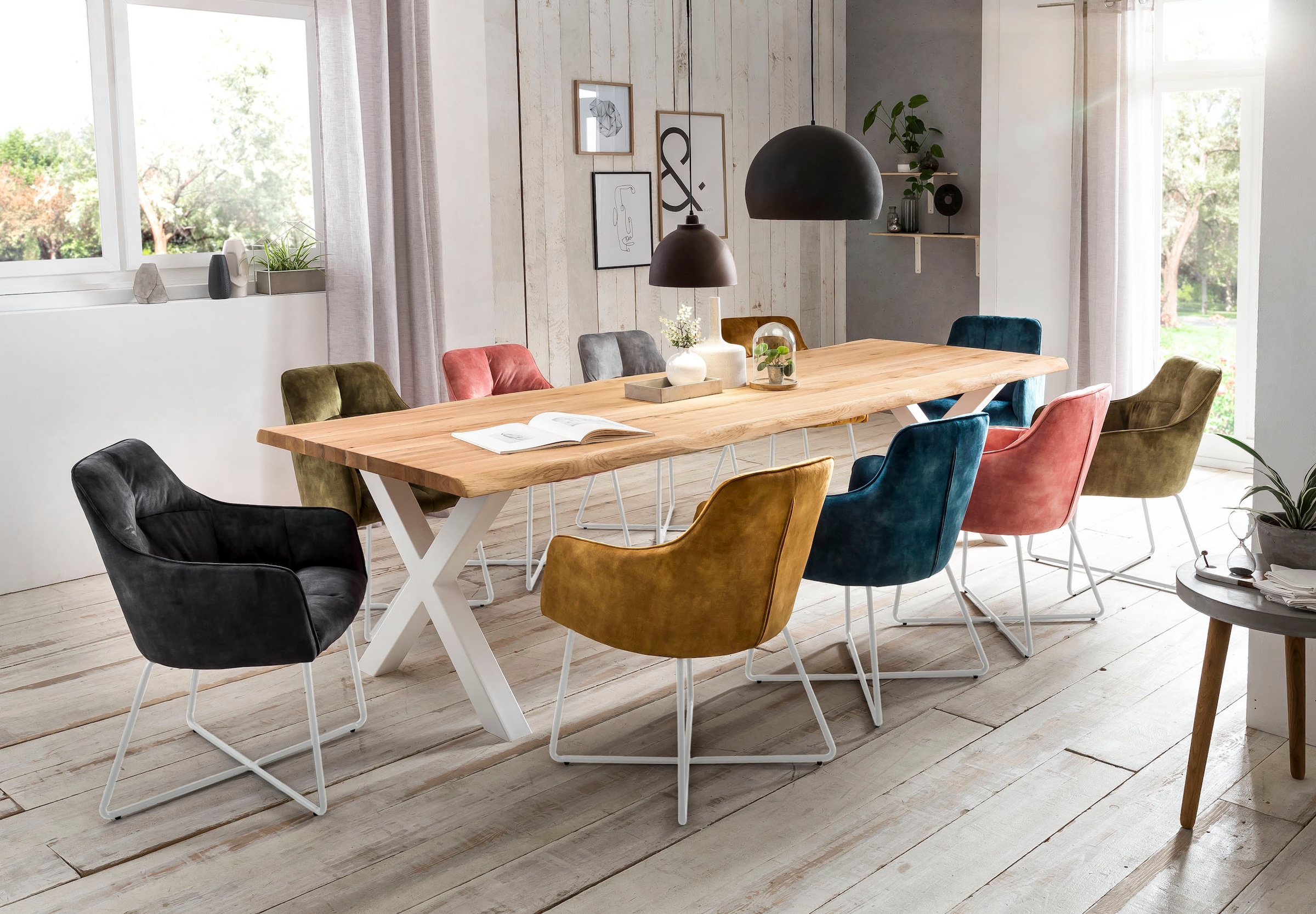 Home affaire Esstisch »Tristan« massive Balkeneiche geölt mit Baumkante