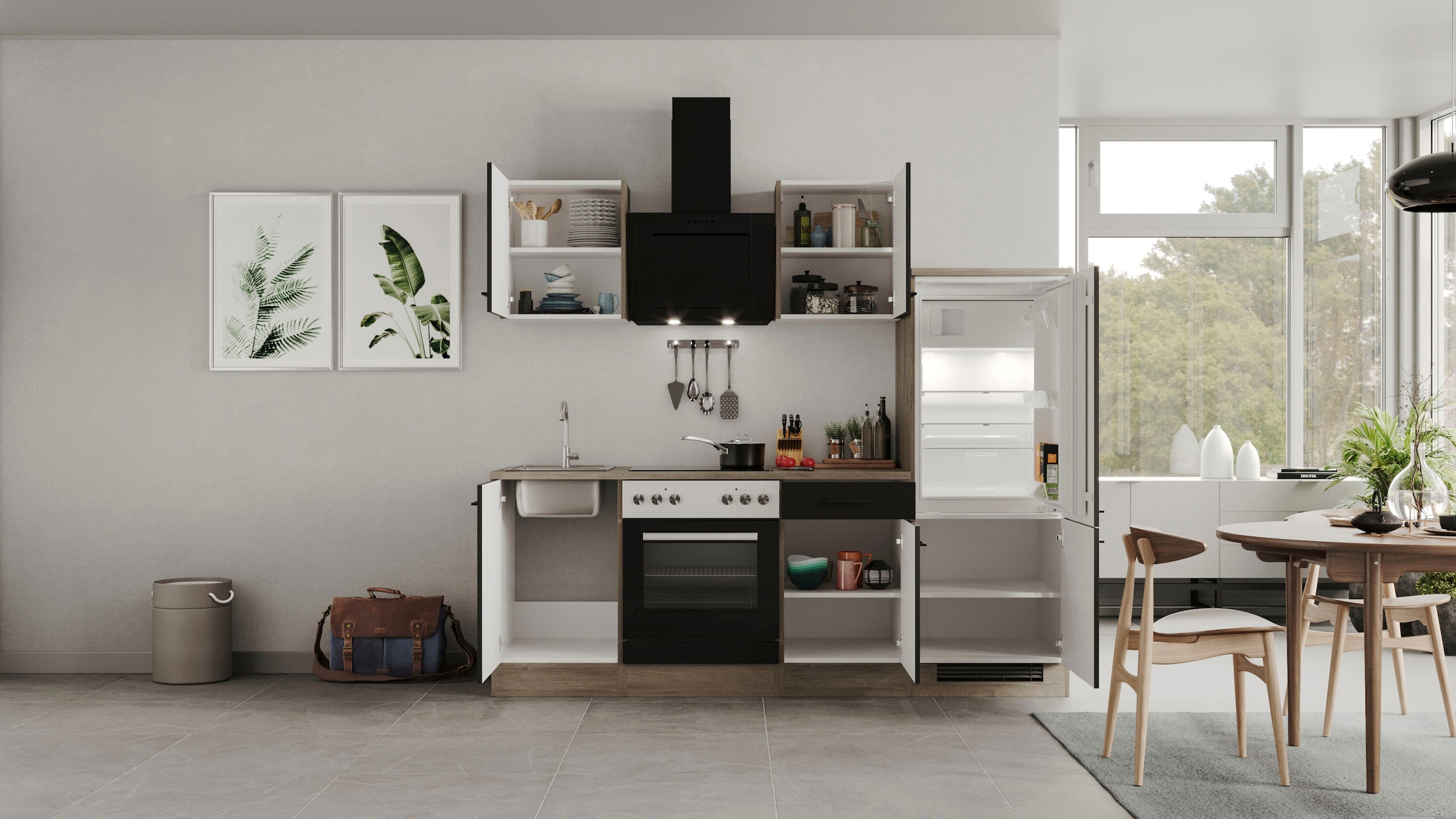 Flex-Well Küchenzeile »Capri«, mit und ohne E-Geräten erhältlich, Gesamtbreite 220 cm