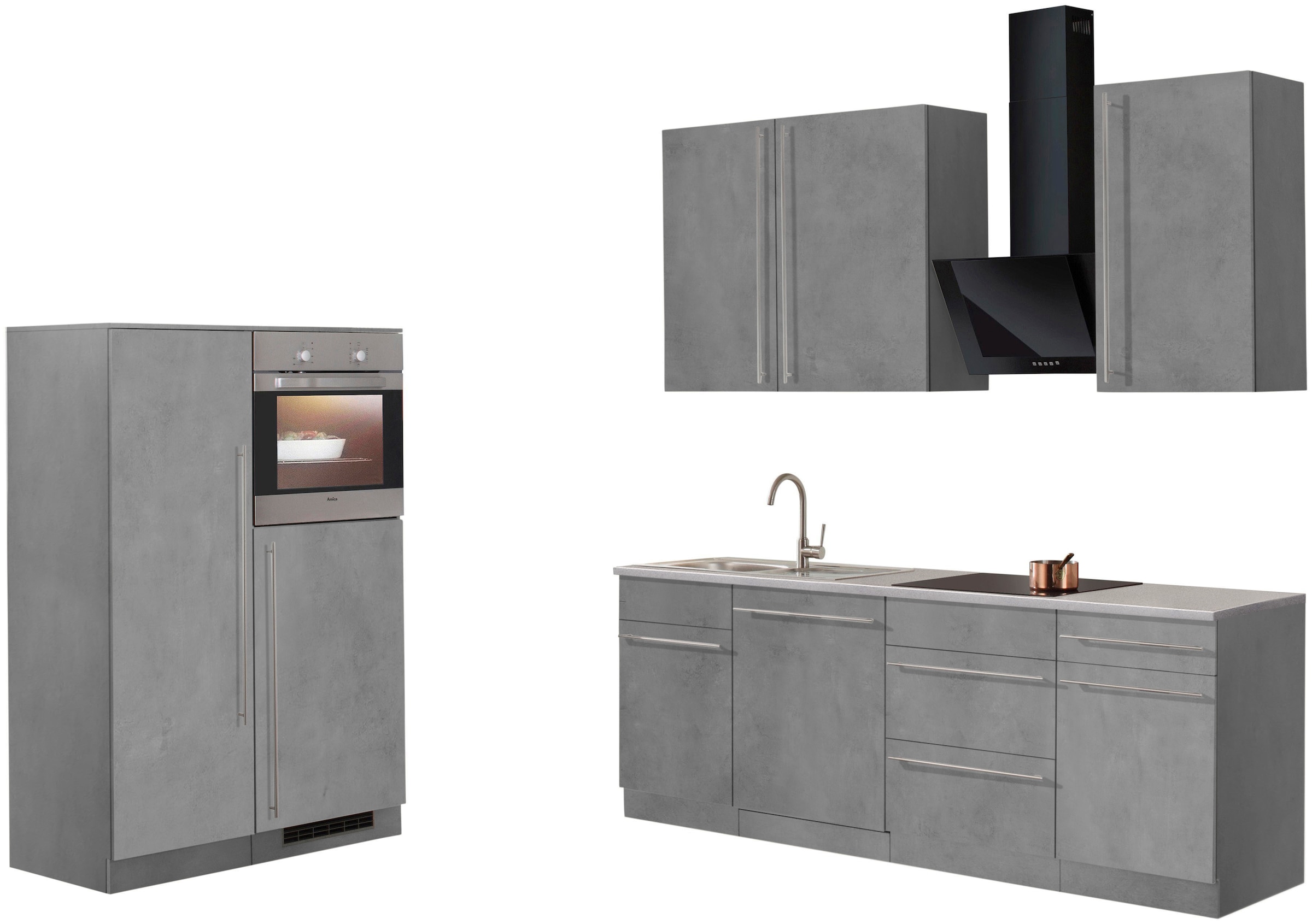 wiho Küchen Küchenzeile »Chicago« mit E-Geräten, Gesamtbreite 330 cm