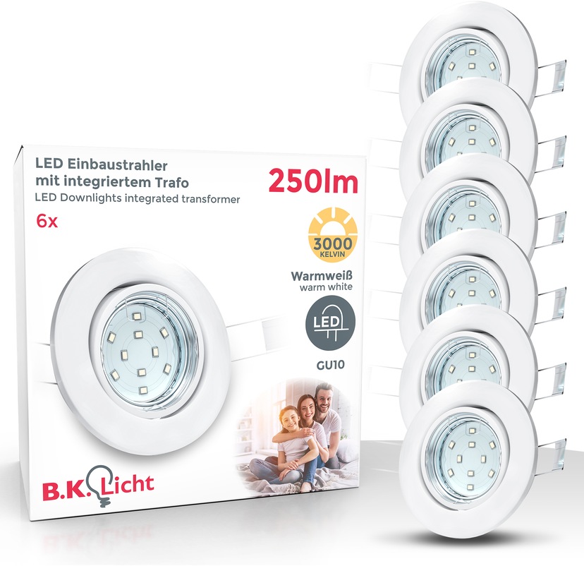 B.K.Licht LED Einbauleuchte, 5 flammig-flammig, OTTO 230V, Online Einbauspots, 5er im Set Einbaustrahler, Shop ultra-flach, Lampen